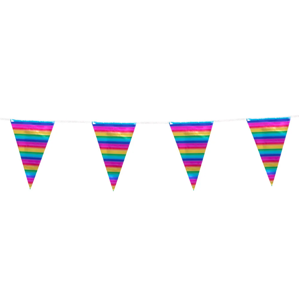 Folievlaggenlijn Metallic regenboog