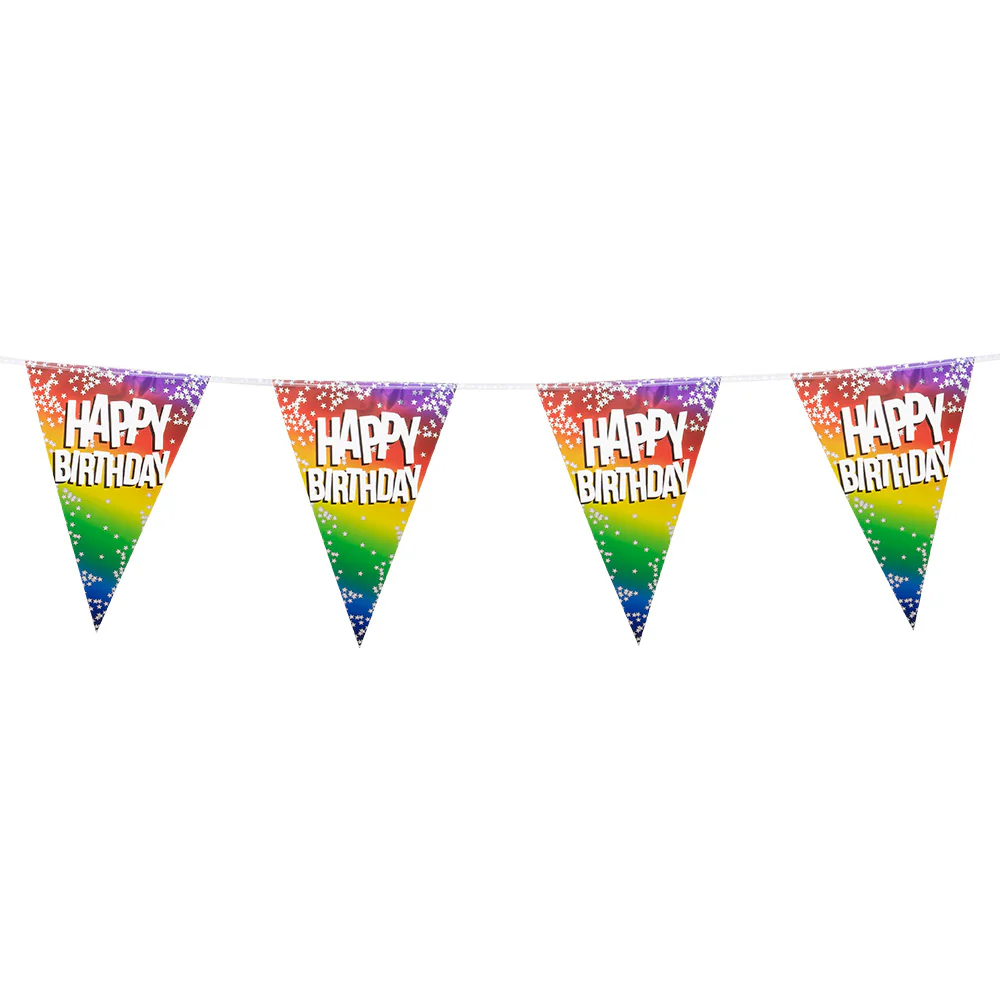 Folievlaggenlijn Rainbow 'Happy birthday'