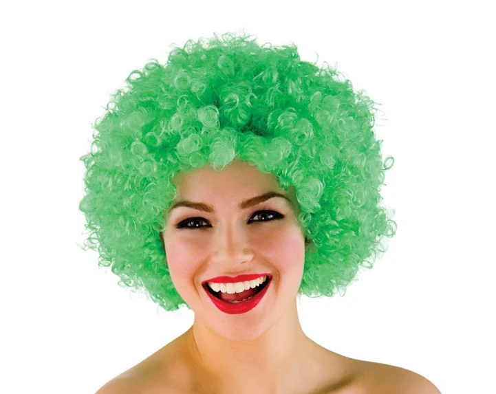 Funky Afro pruik in groen