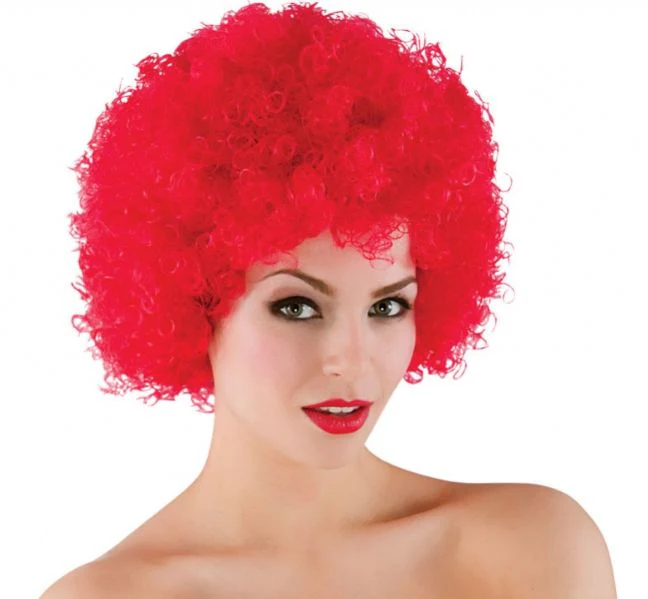 Funky Afro pruik in rood