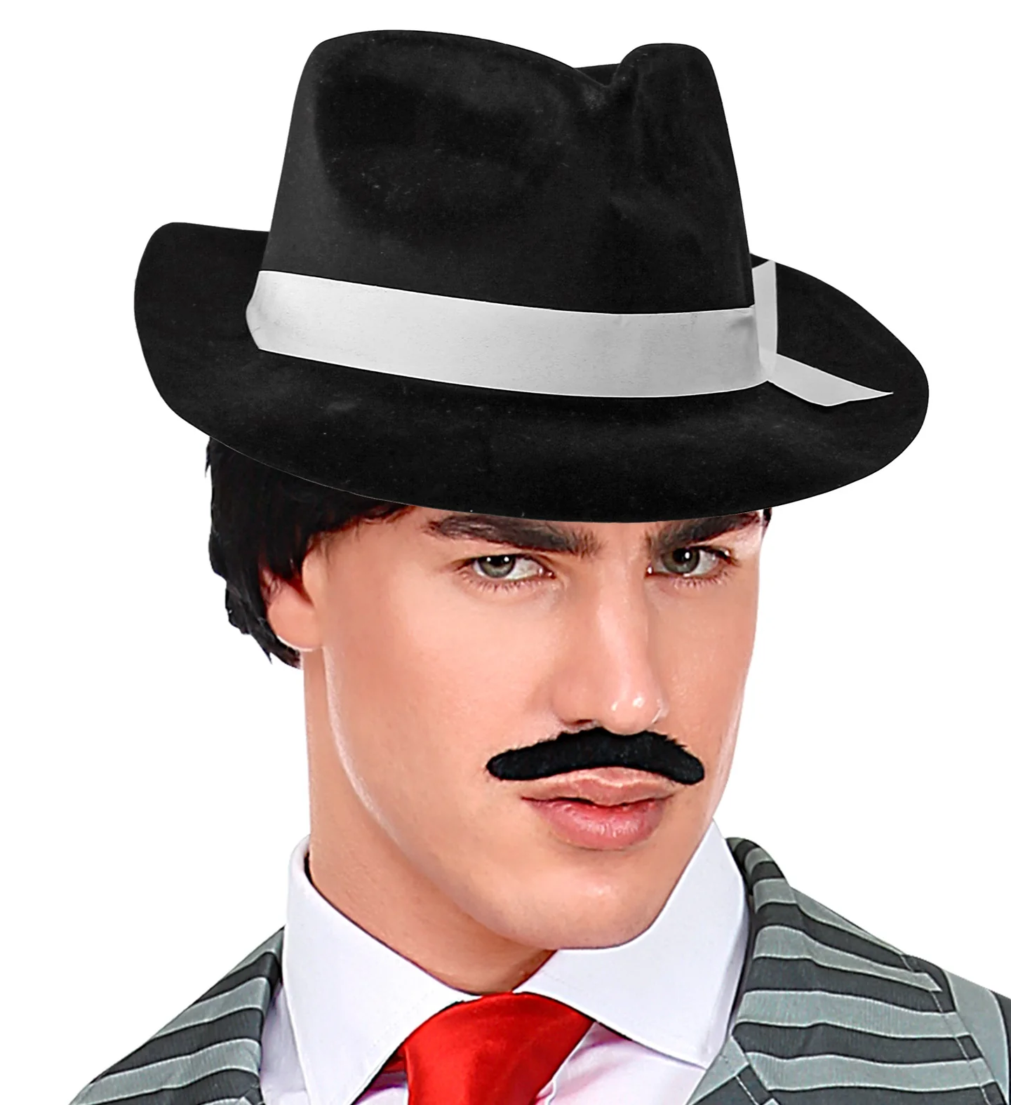 Gangsterhoed fluweel zwart met band - Image 3