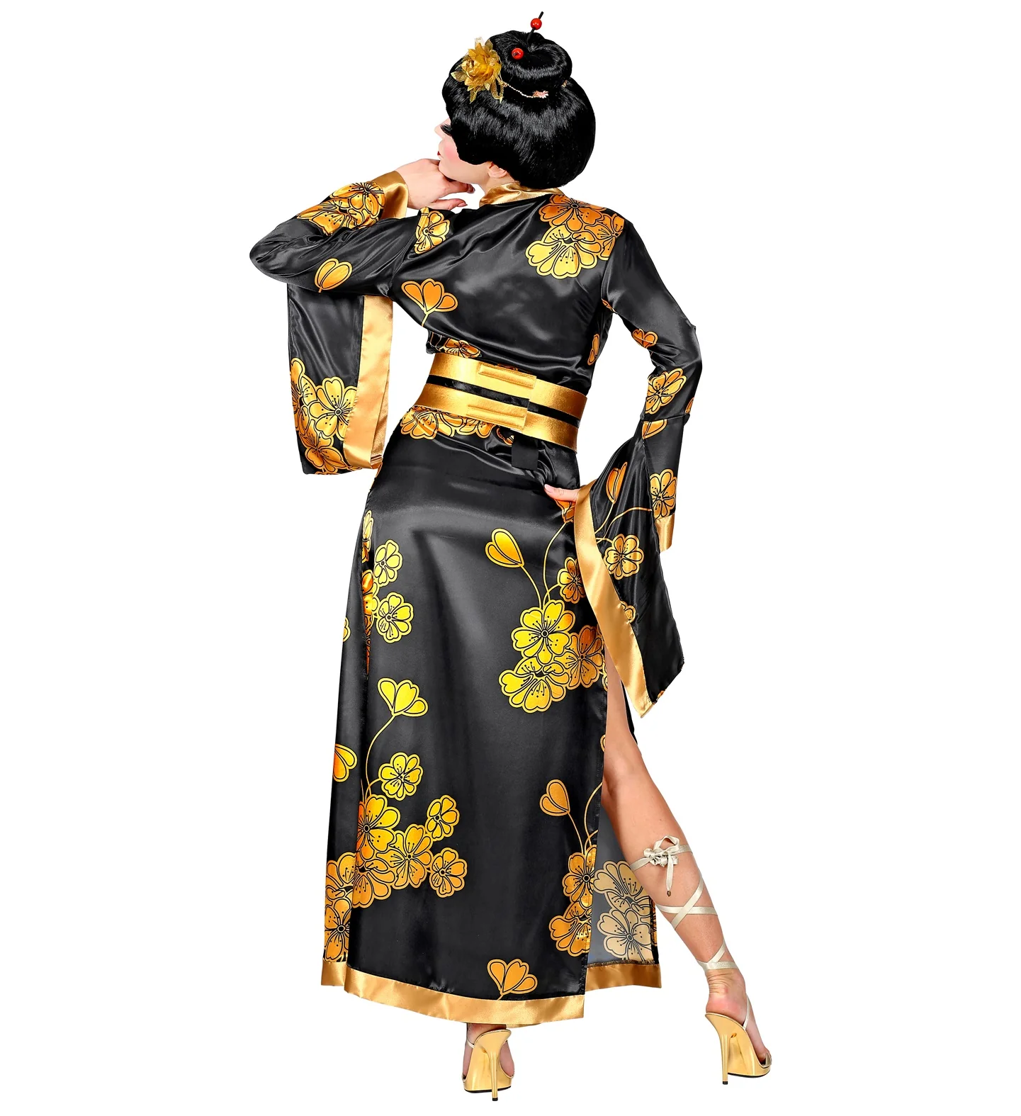 Geisha jurk gouden bloemen - Image 3