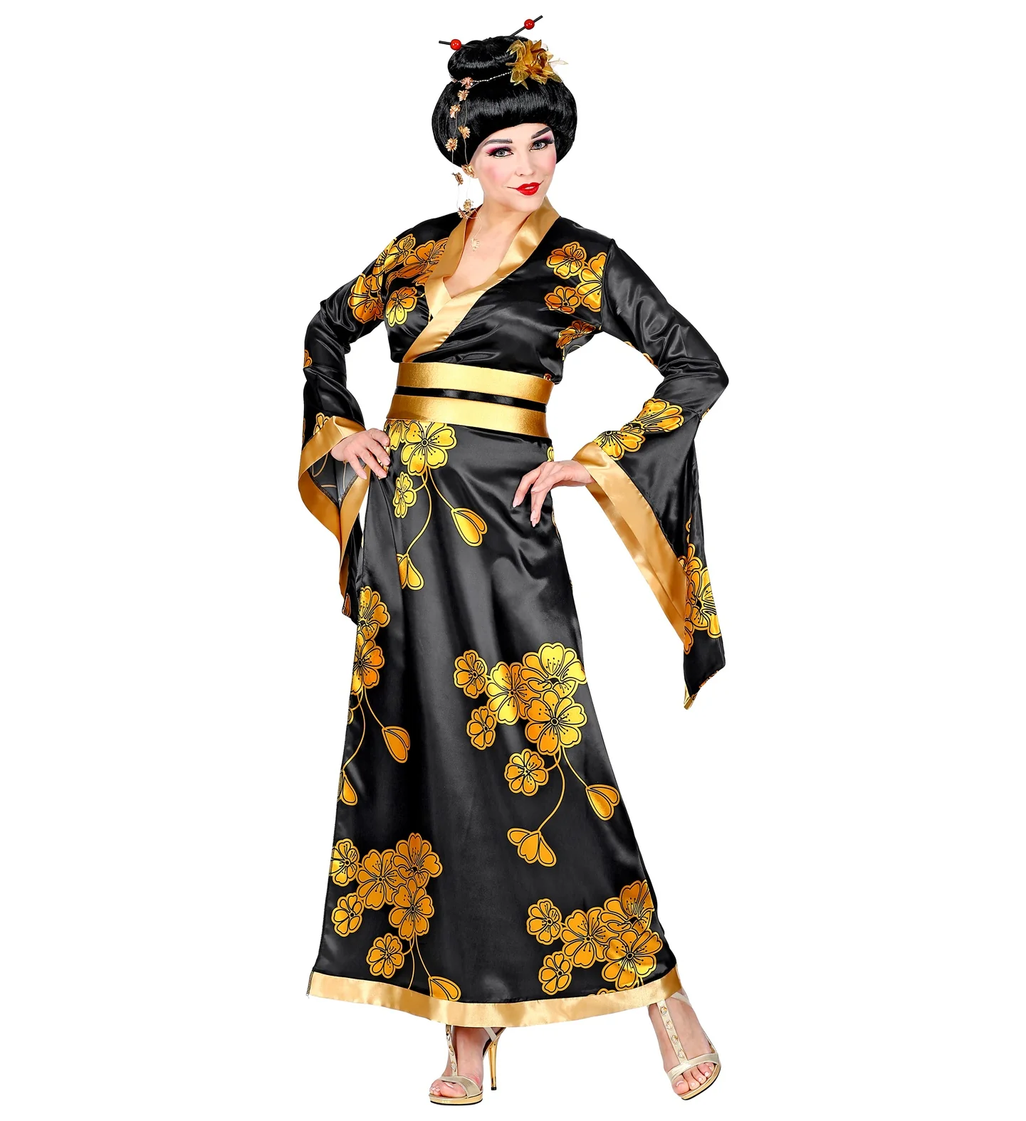 Geisha jurk gouden bloemen - Image 4