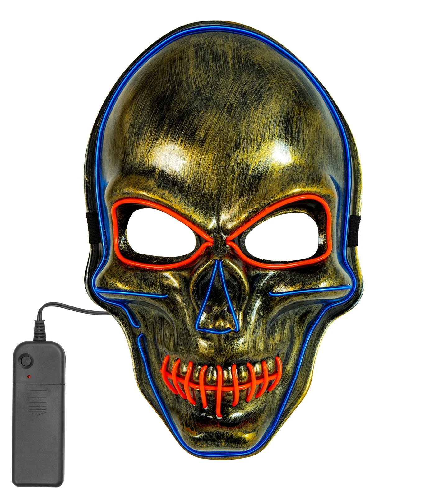 Gouden schedel masker met gekleurd ledlicht