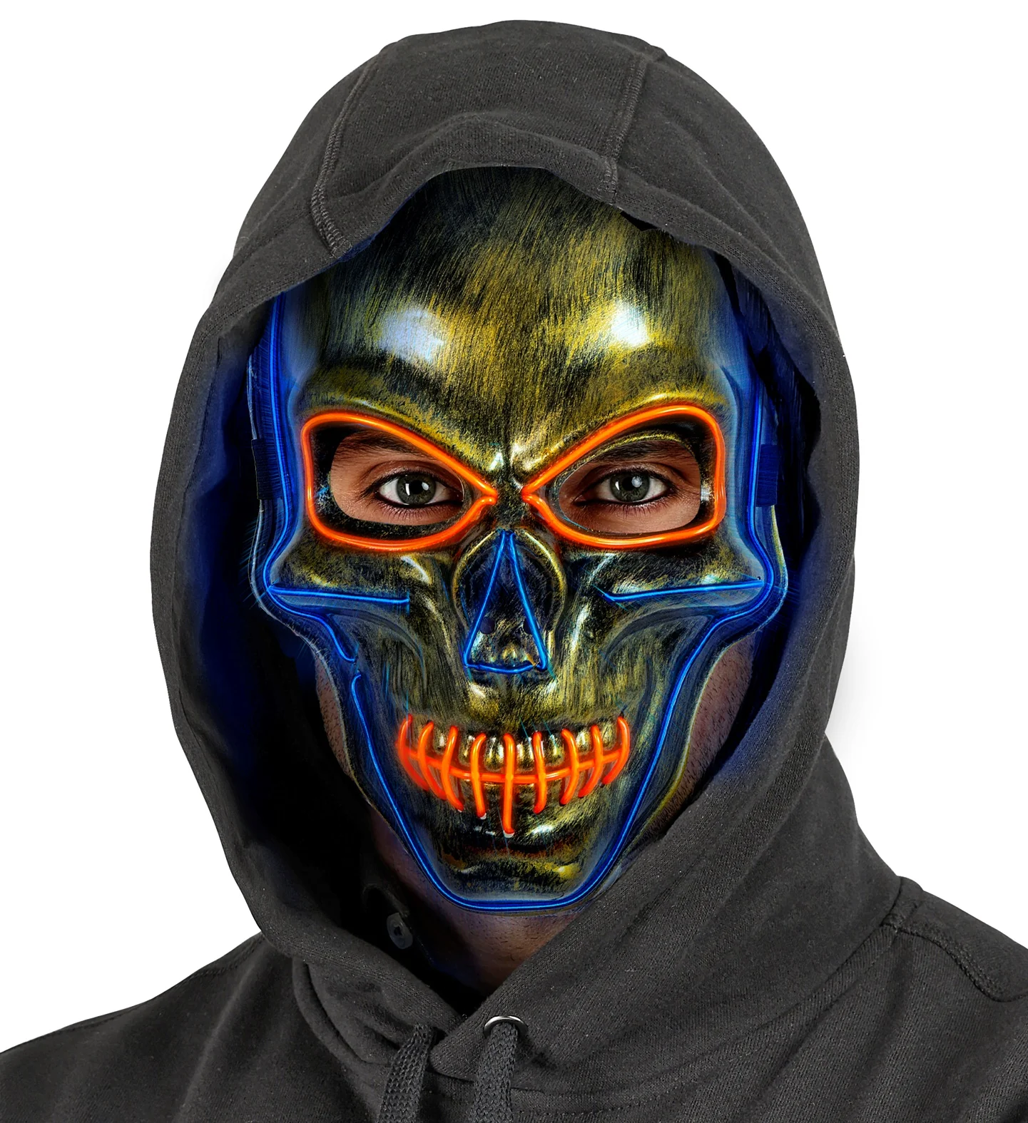 Gouden schedel masker met gekleurd ledlicht - Image 3