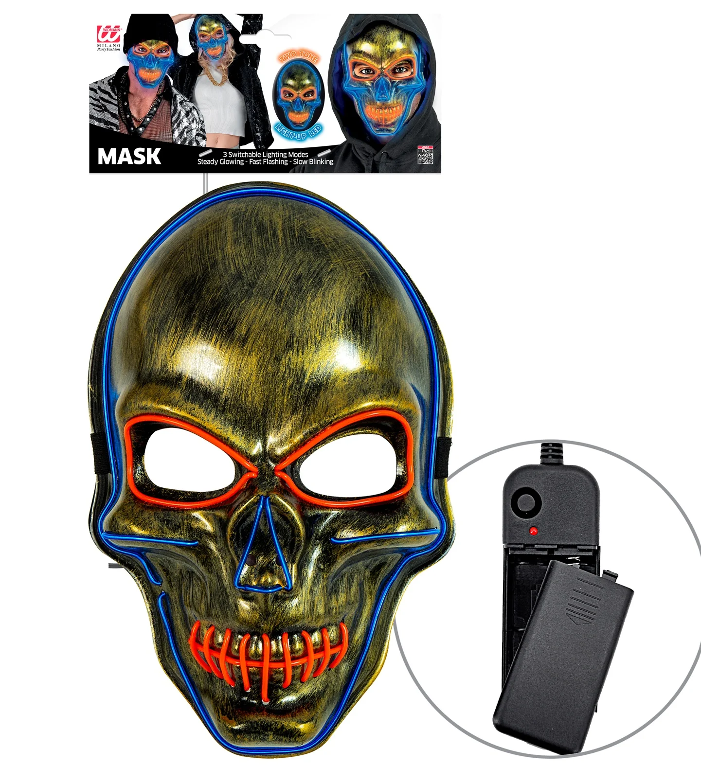Gouden schedel masker met gekleurd ledlicht - Image 4