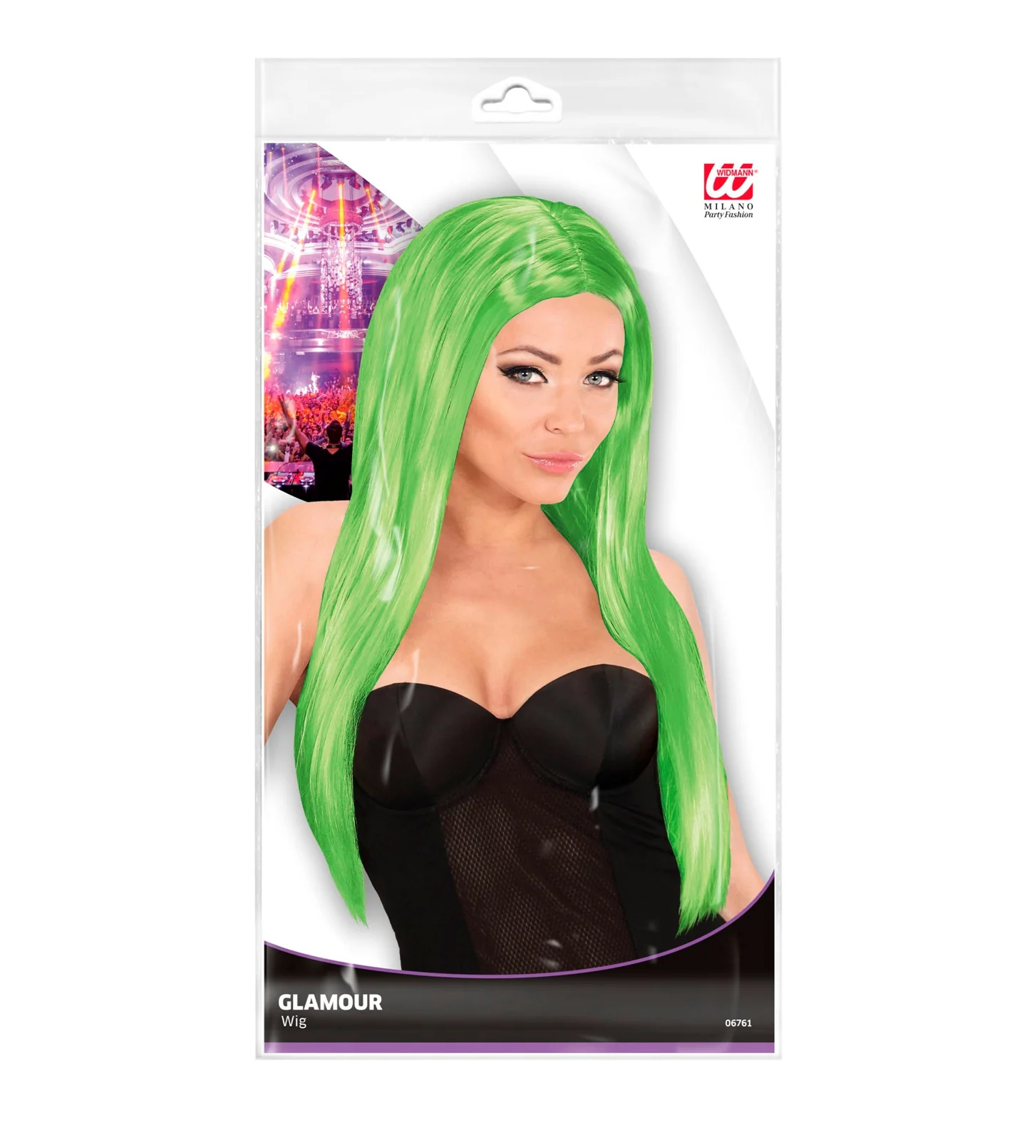 Groene pruik met lang stijl haar - Image 3
