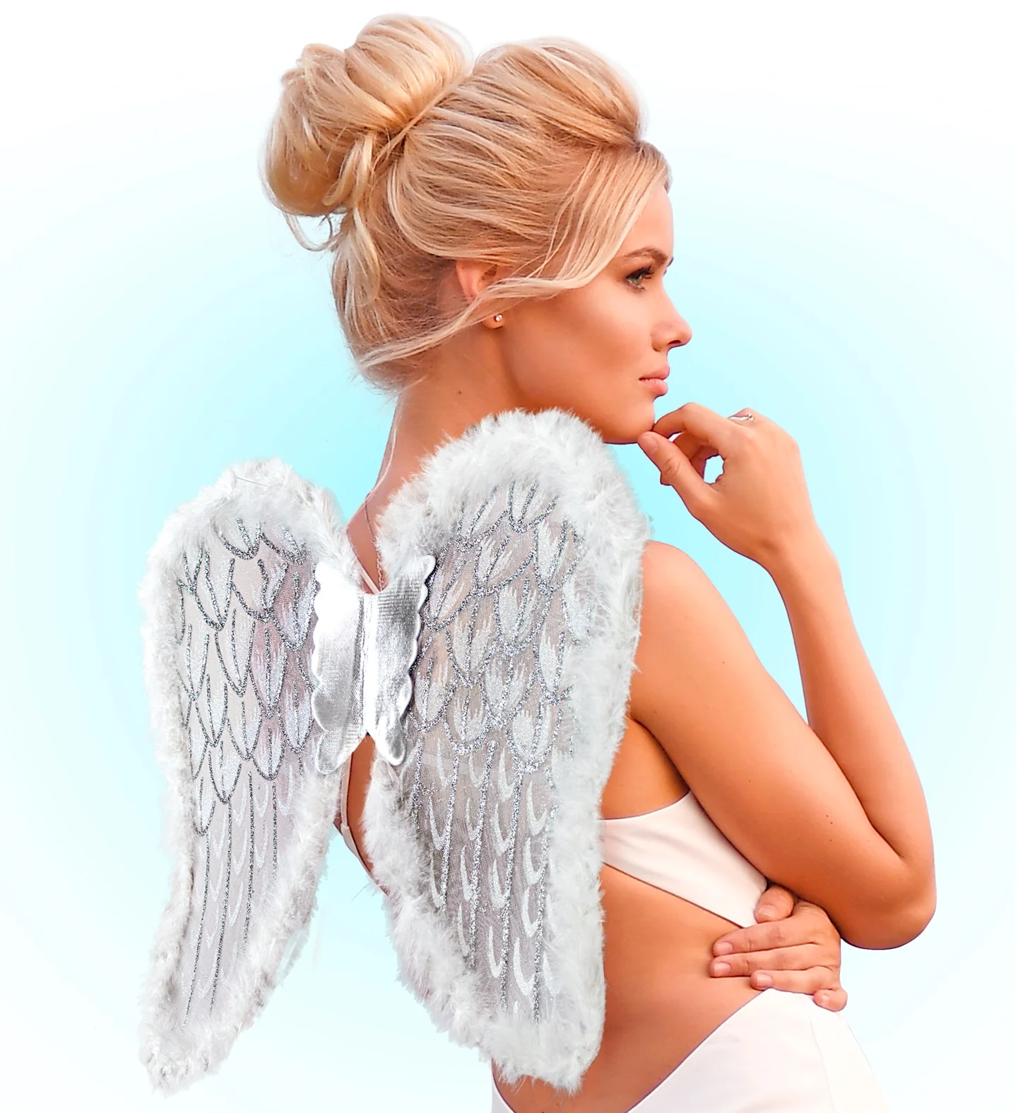 Witte engel vleugels met marabou - Image 2
