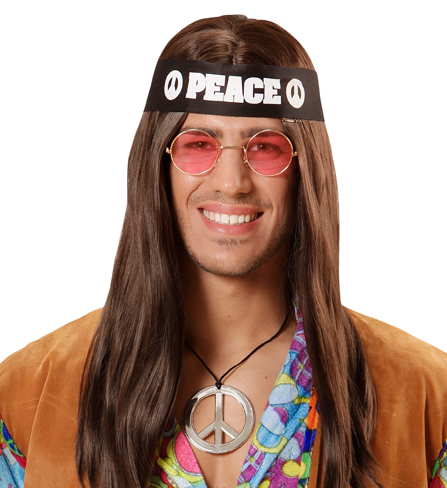 Verkleedset Hippie peace met bril ketting en haarband - Image 2