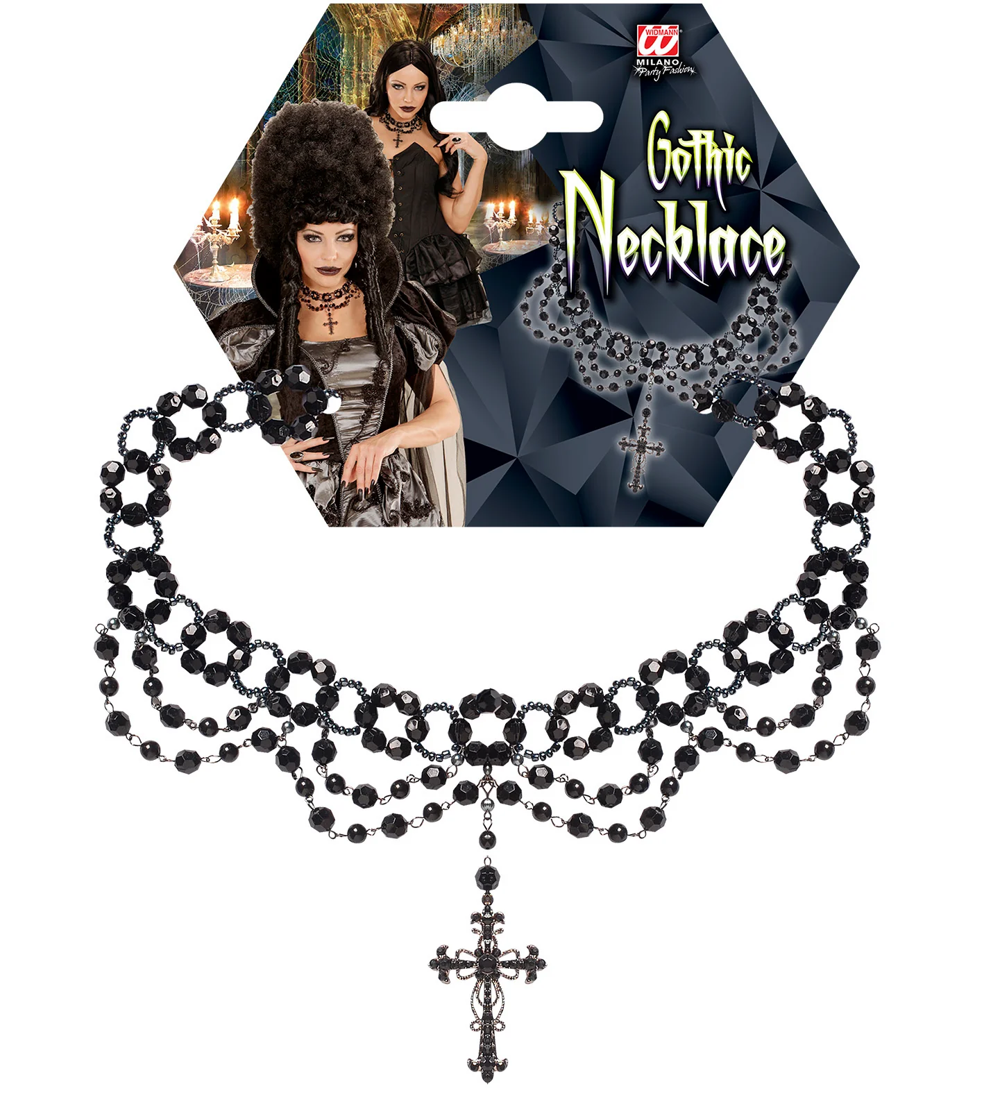 Gothic beparelde ketting met kruis hange - Image 6