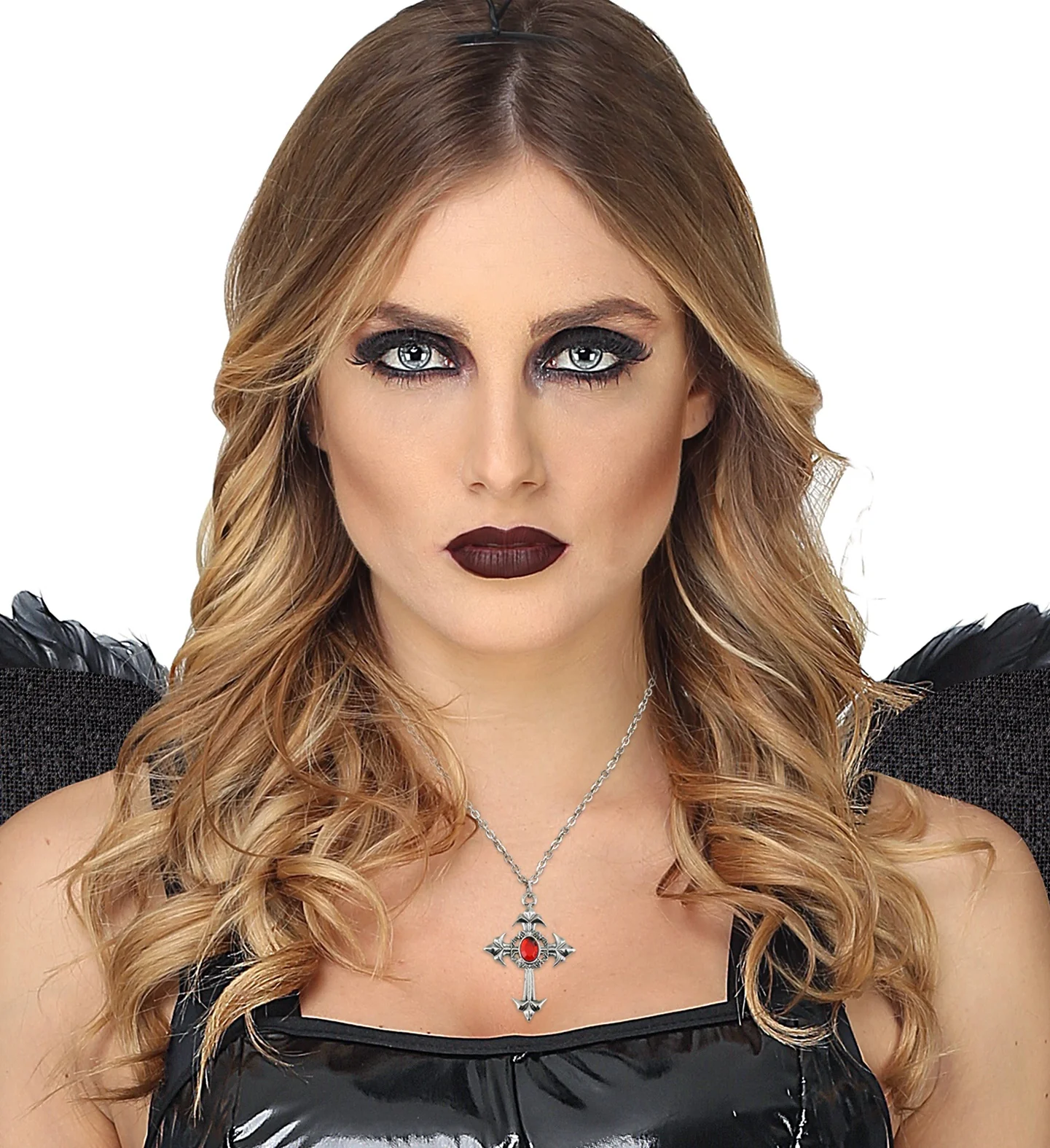 gothic ketting met rode steen - Image 2