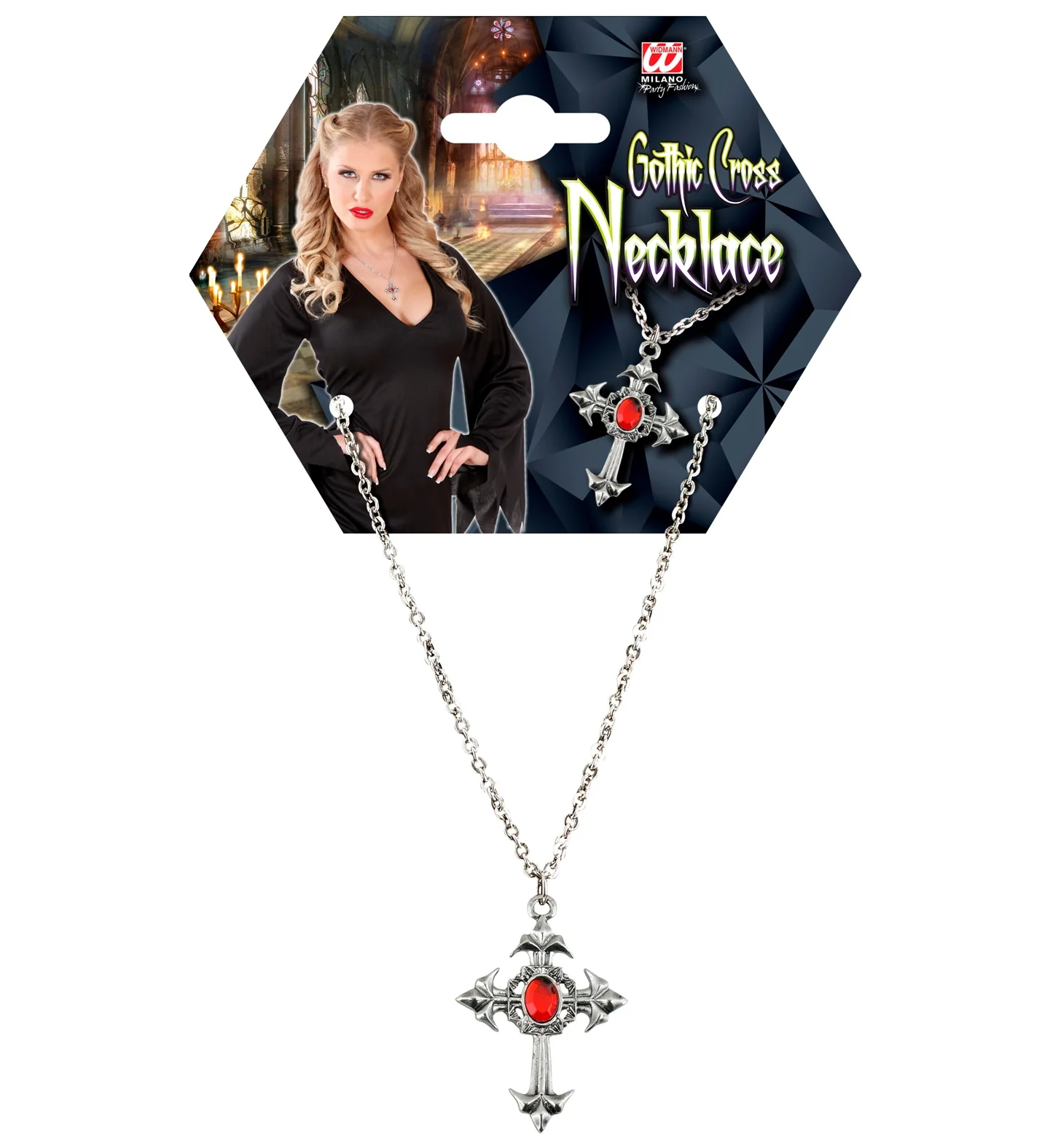 gothic ketting met rode steen - Image 5