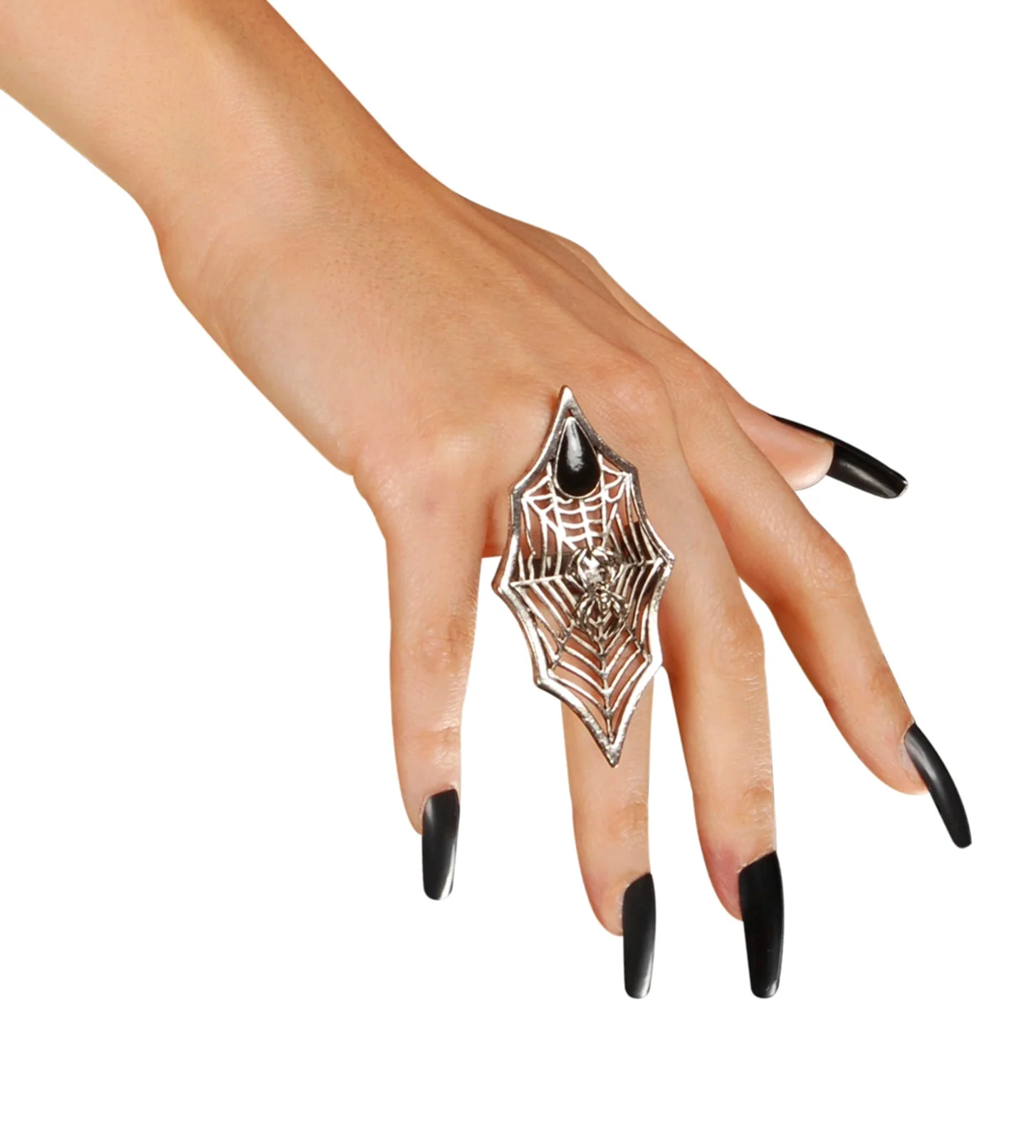 Gothic Ring Spin + Web Met Zwarte Gemsteen - Image 3