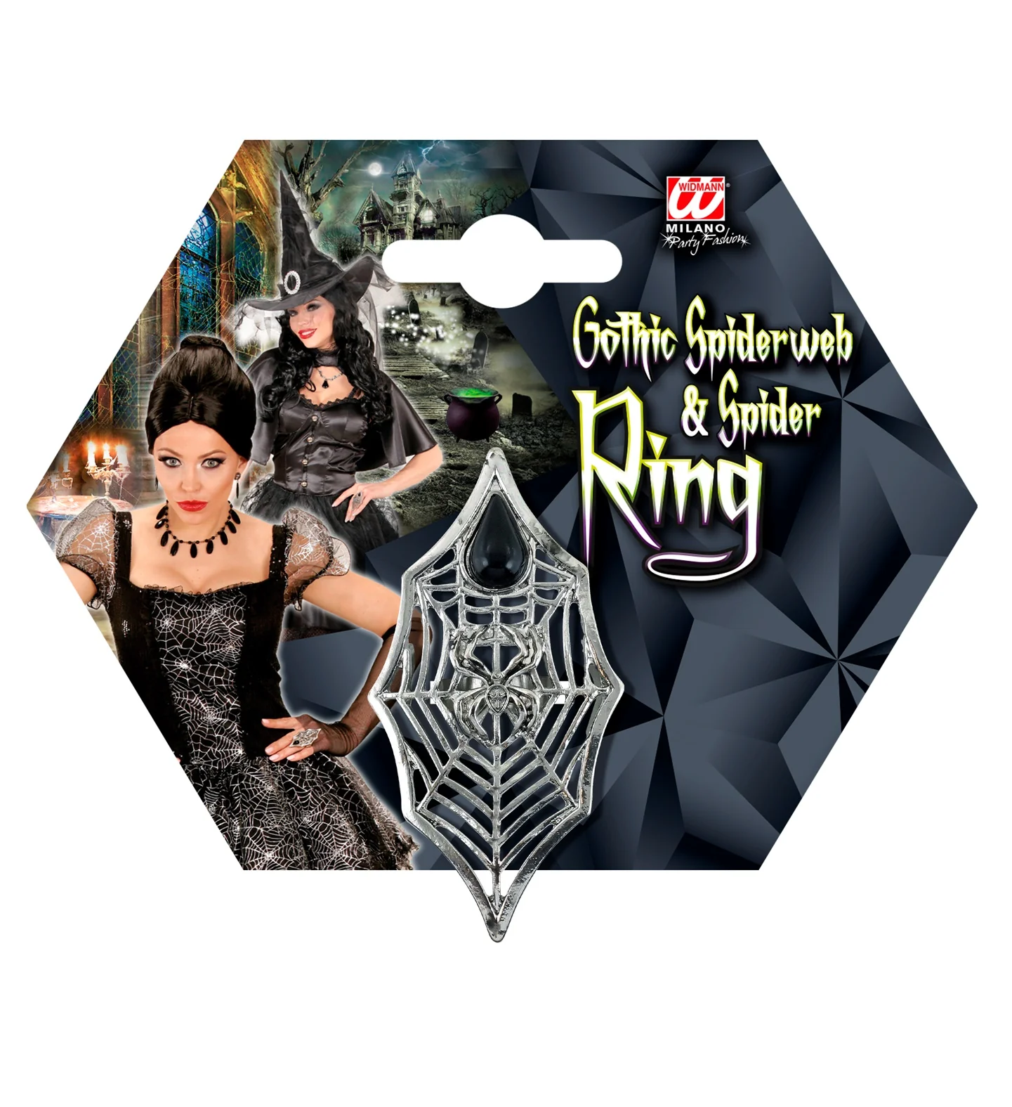 Gothic Ring Spin + Web Met Zwarte Gemsteen - Image 6