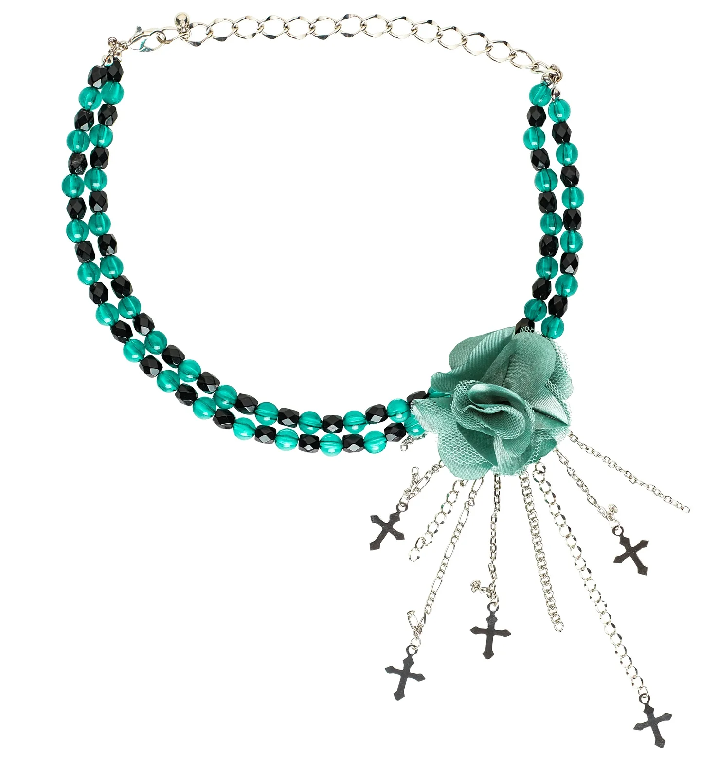 Groene gothic ketting met roos - Image 3