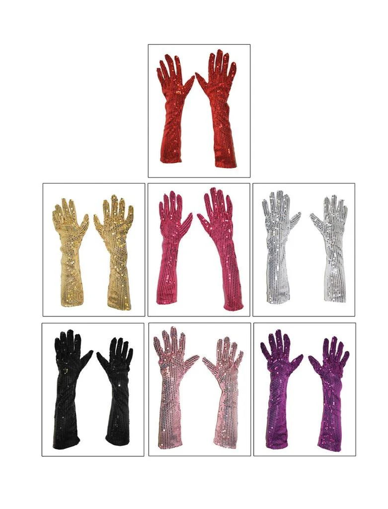 Gouden glitter handschoenen met pailletten 45cm - Image 2