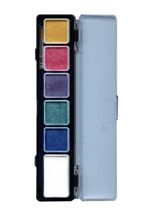 Schmink palet aqua 6 metallic kleuren