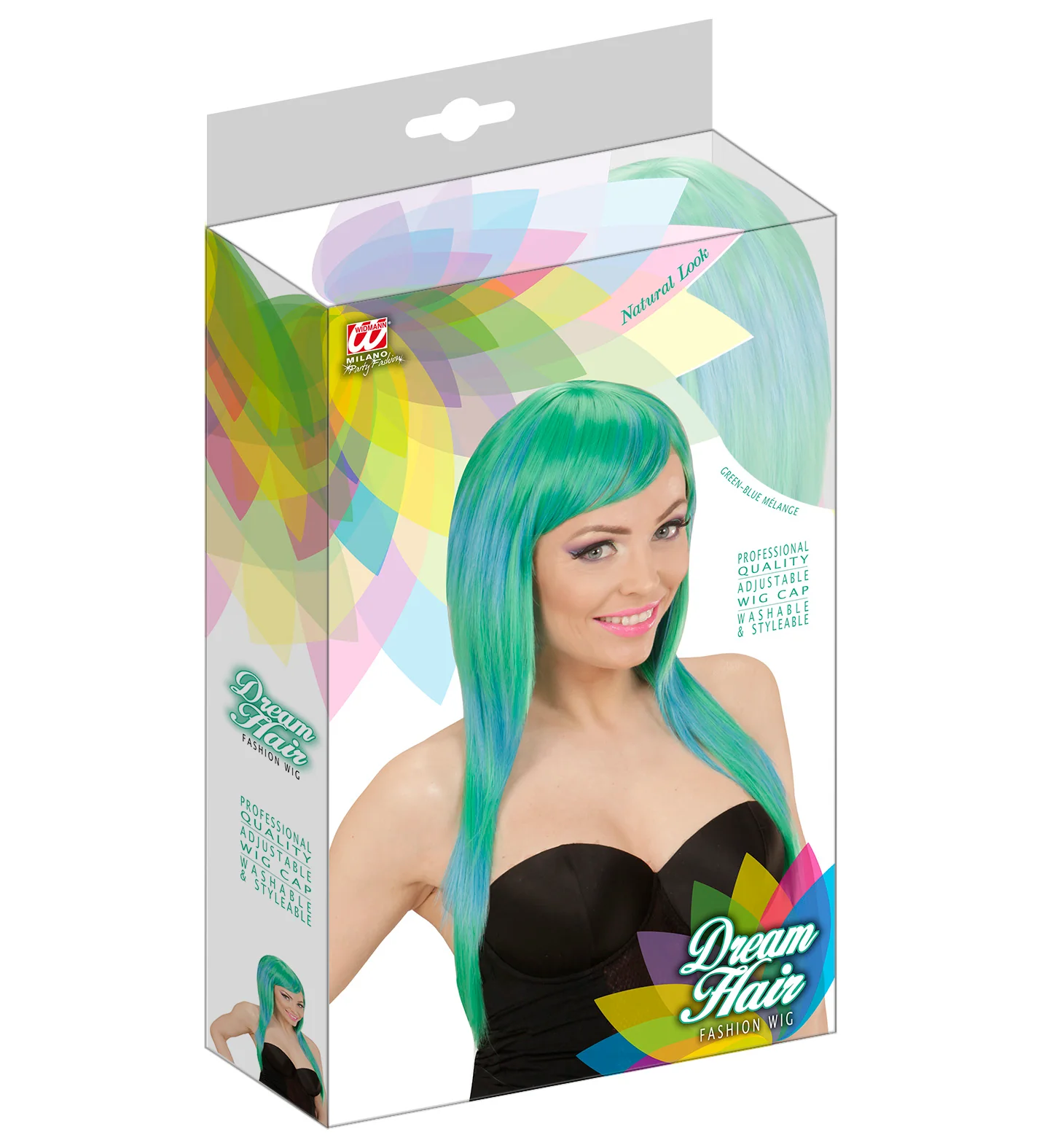 Groen blauw gemêleerde pruik - Image 3