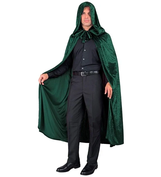 Groen fluwelen cape met kap 140 cm Finn - Image 2