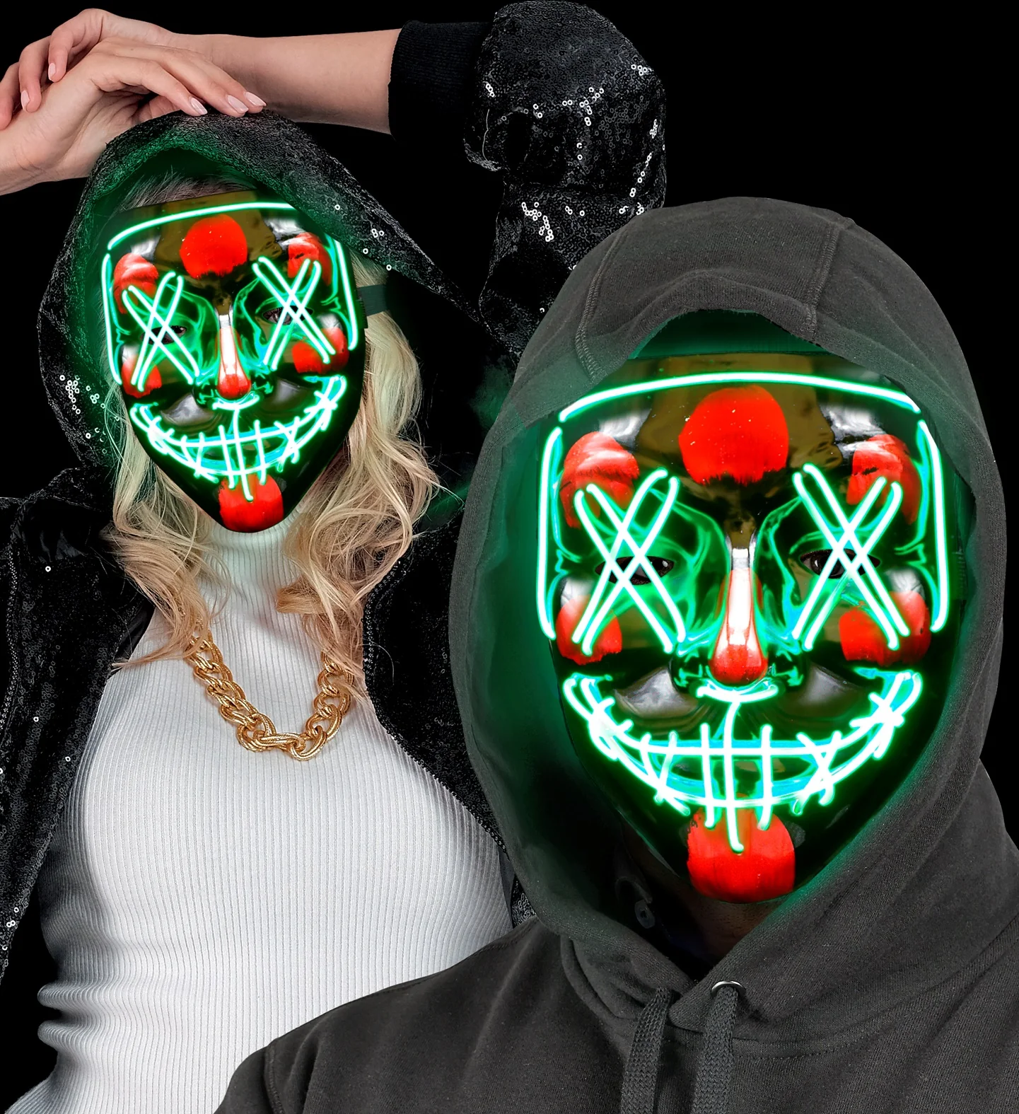 Scary masker groen led - Image 2