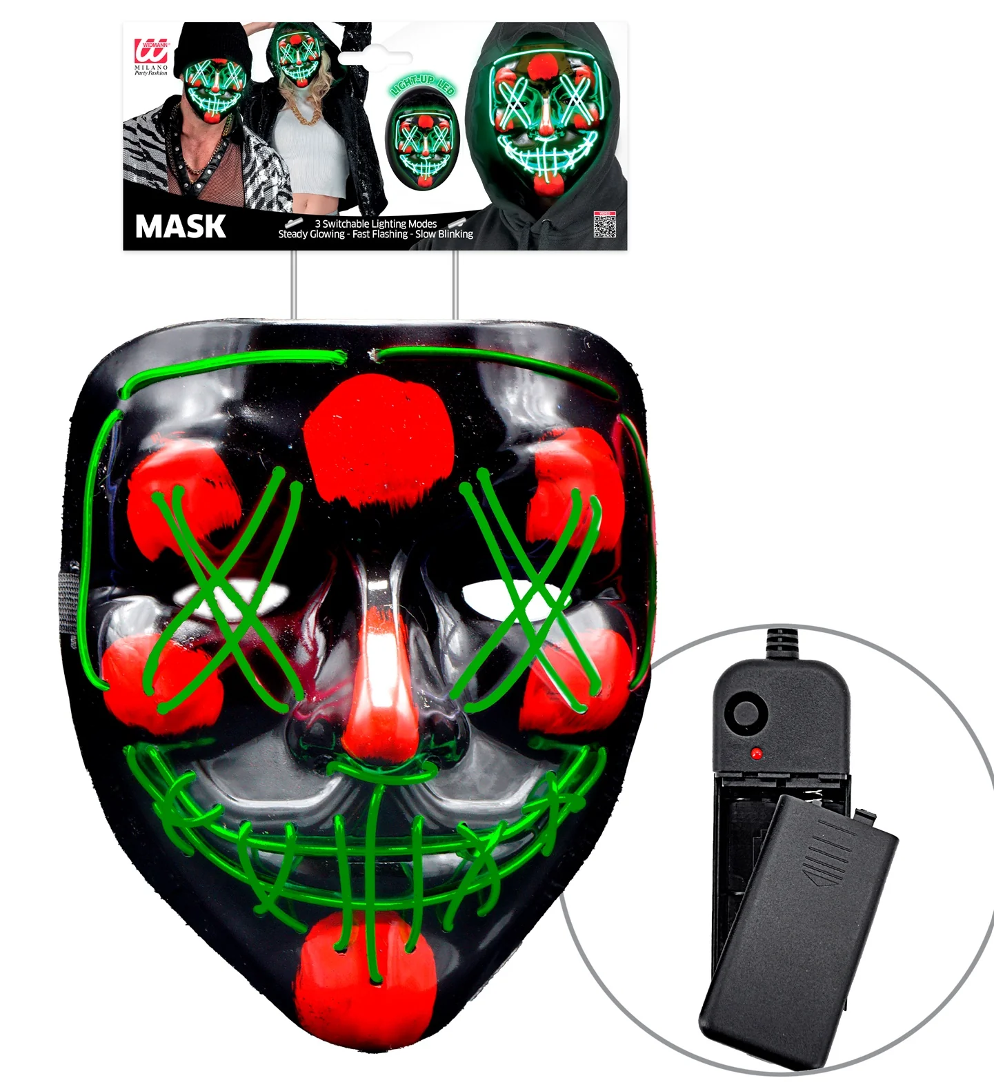 Scary masker groen led - Image 3