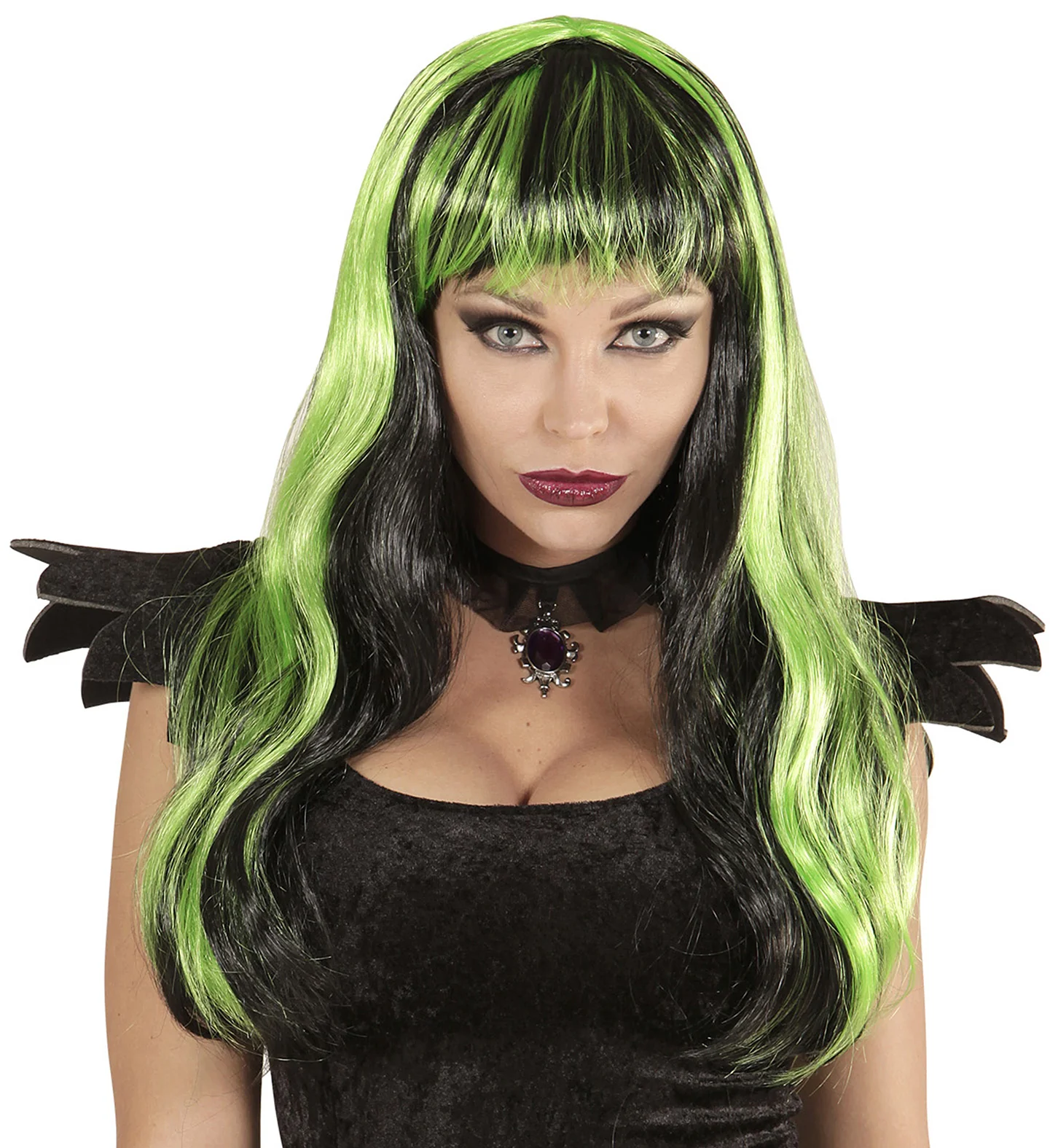 Groen zwarte Halloween pruiken - Image 2