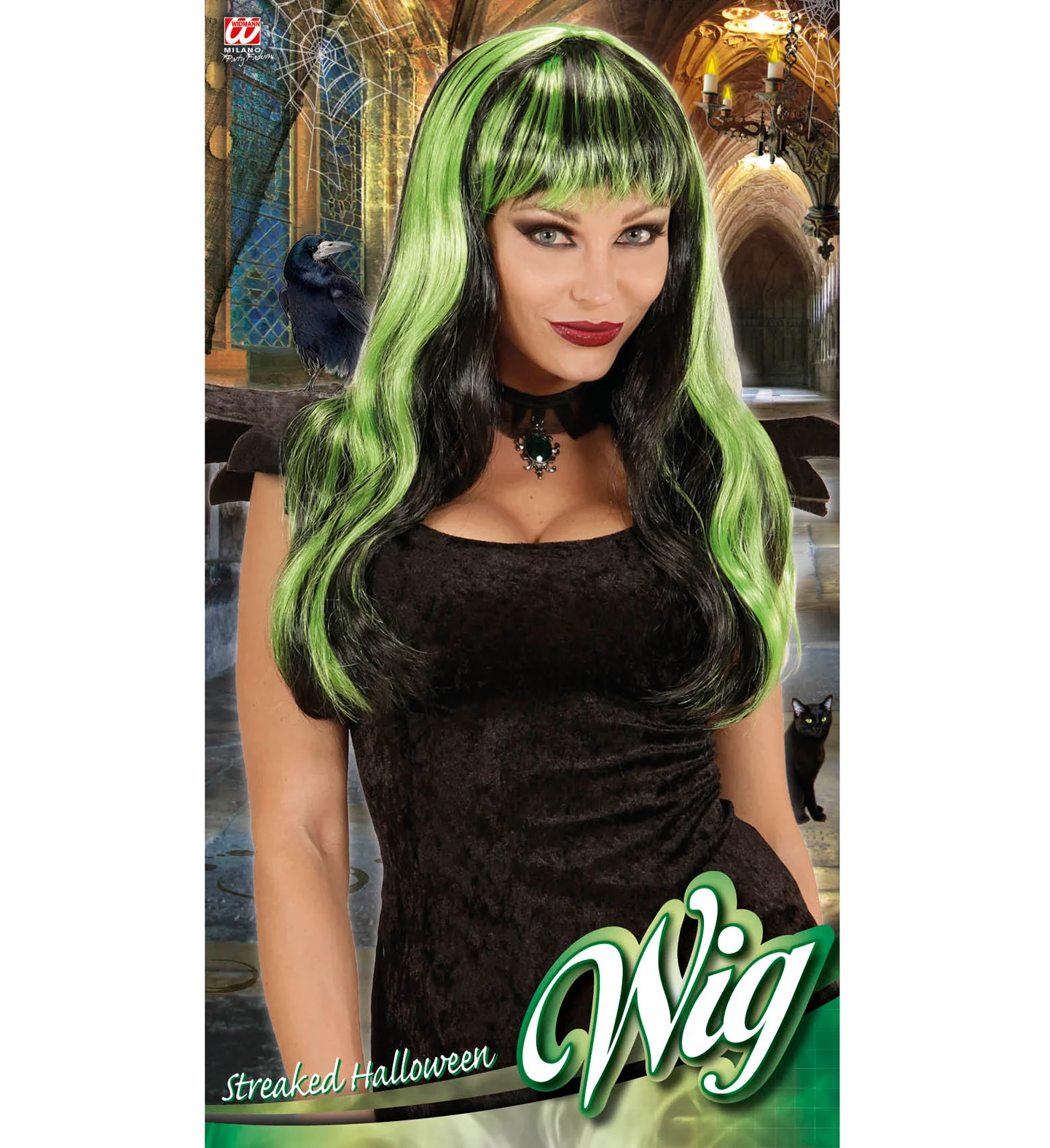Groen zwarte Halloween pruiken - Image 3