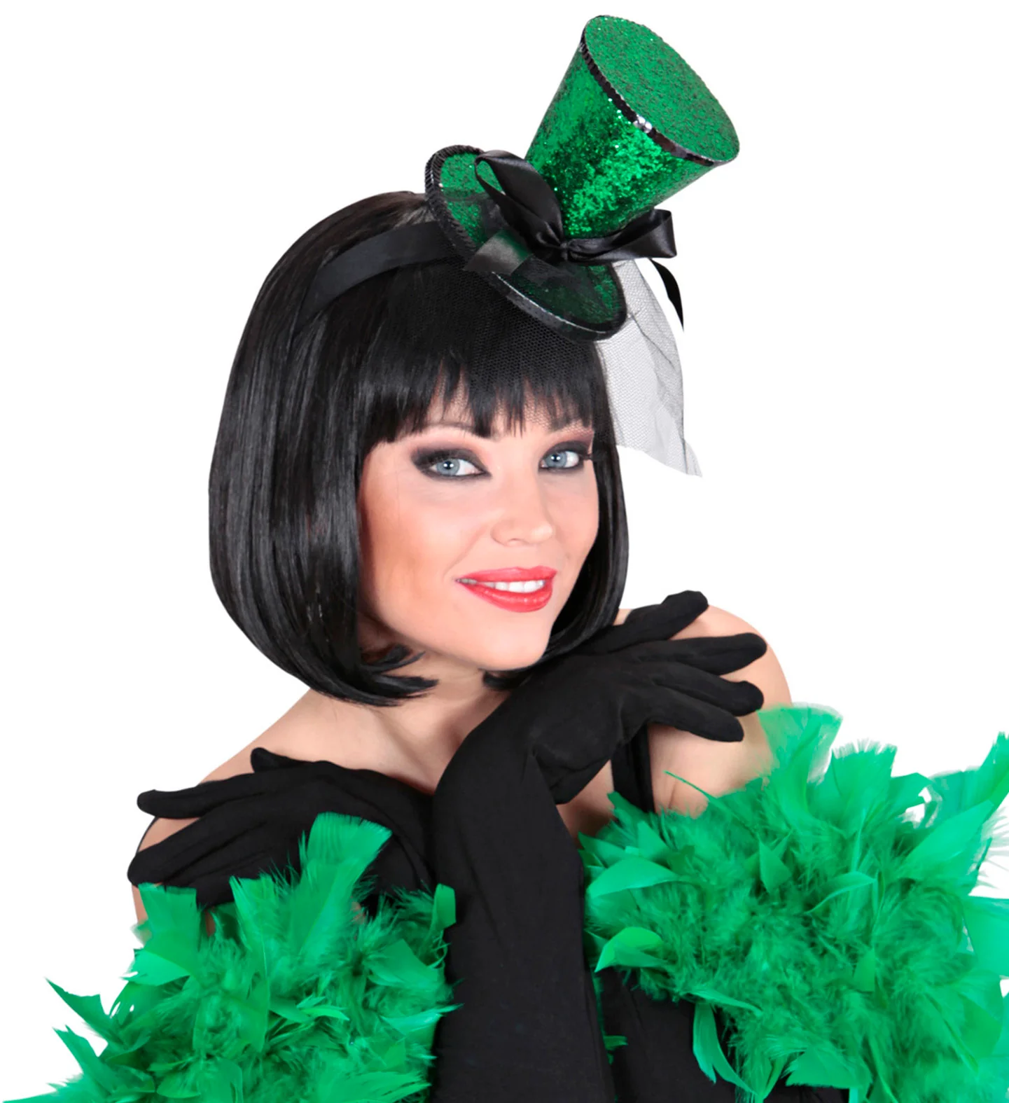 Groene Mini Hoge Hoed Met Sluier - Image 2