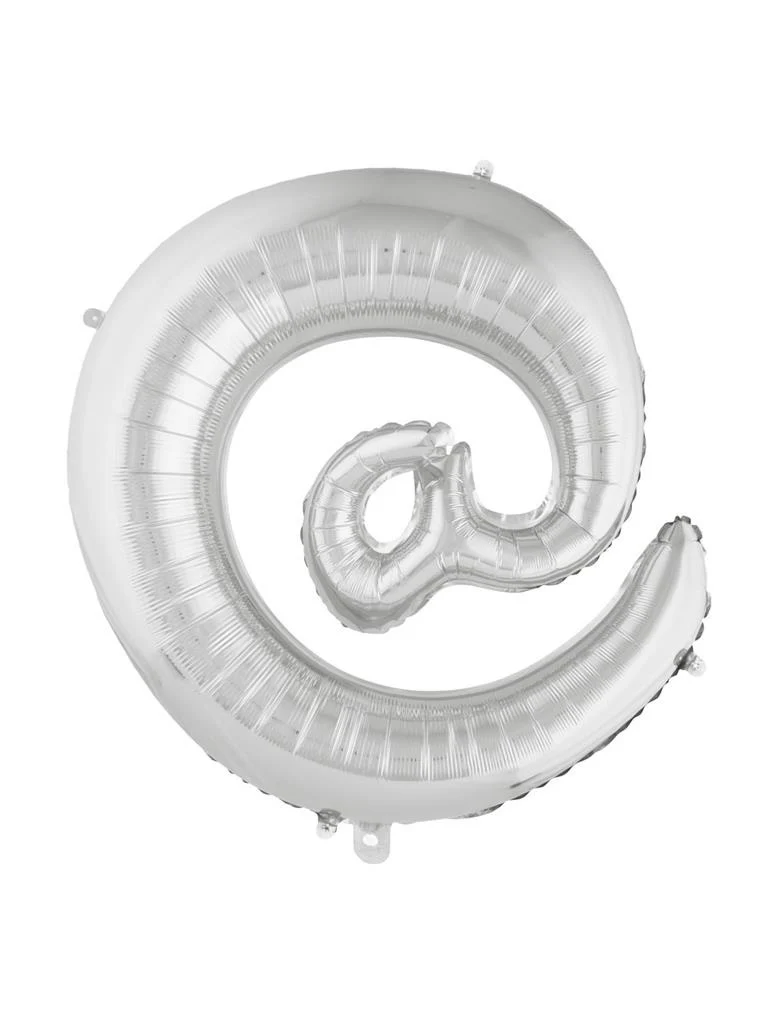 Grote folie ballon @-teken Zilver