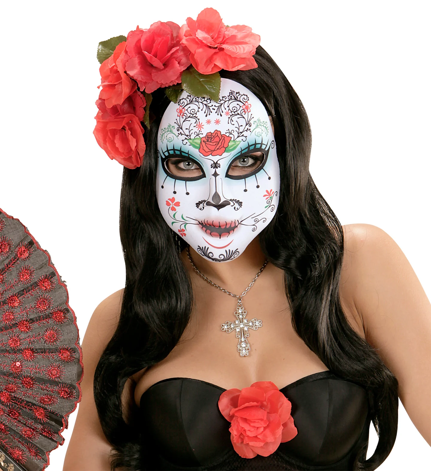 Day of the dead masker met rozen - Image 2