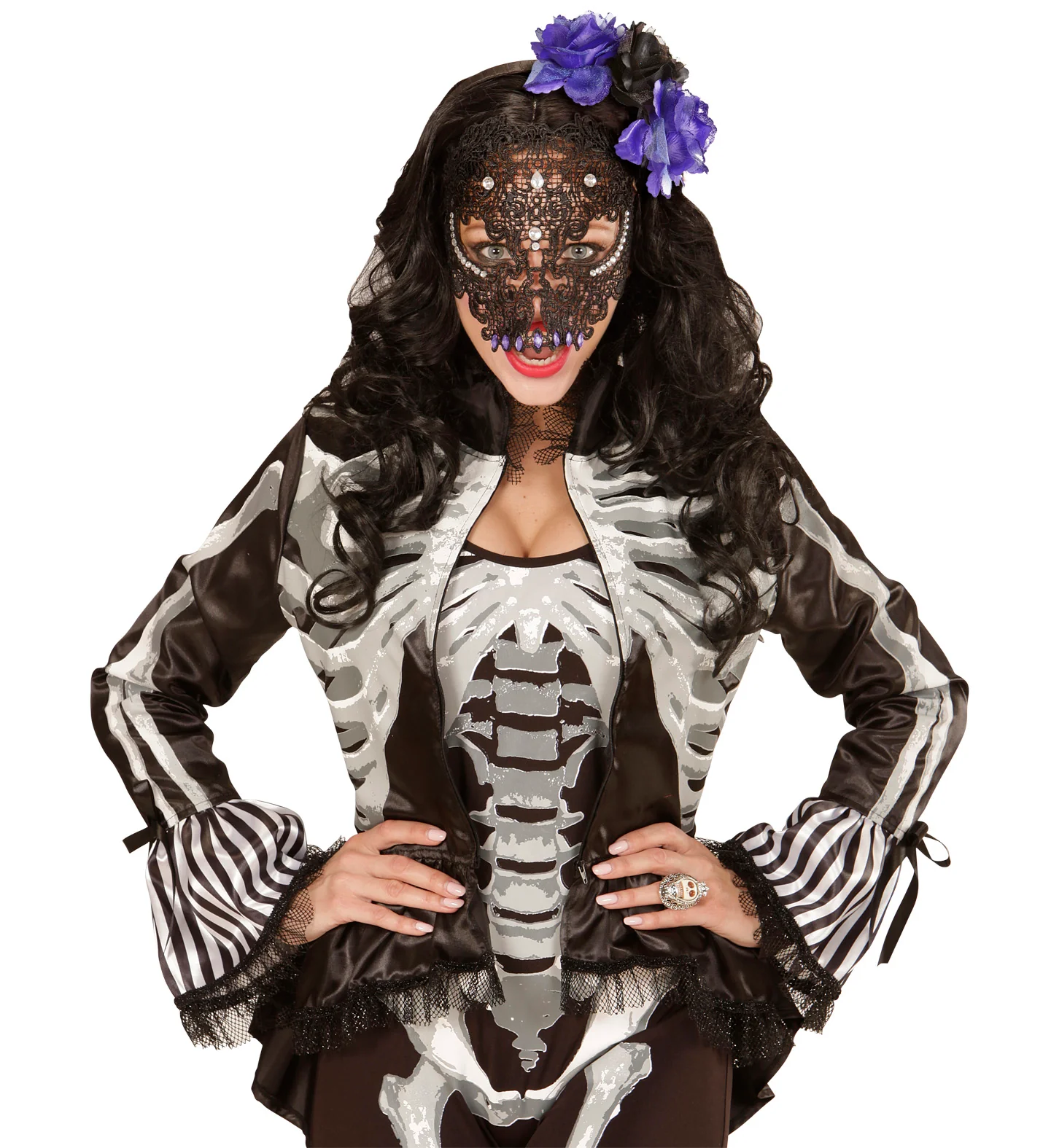 Halloween haarbandje met zwart paarse rozen - Image 4