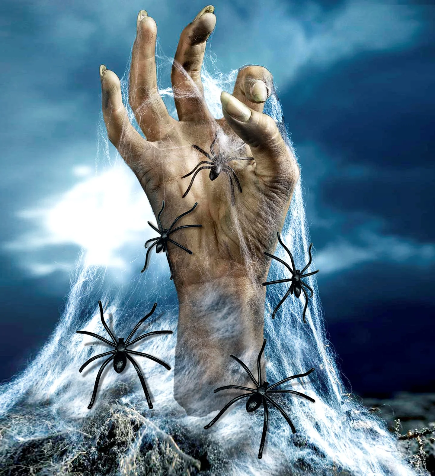 Halloween spinnenweb met 20 nep spinnen - Image 2