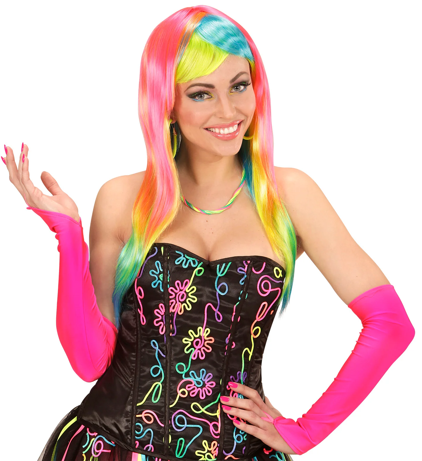 Halsketting met 5 strings in neon kleuren - Image 7
