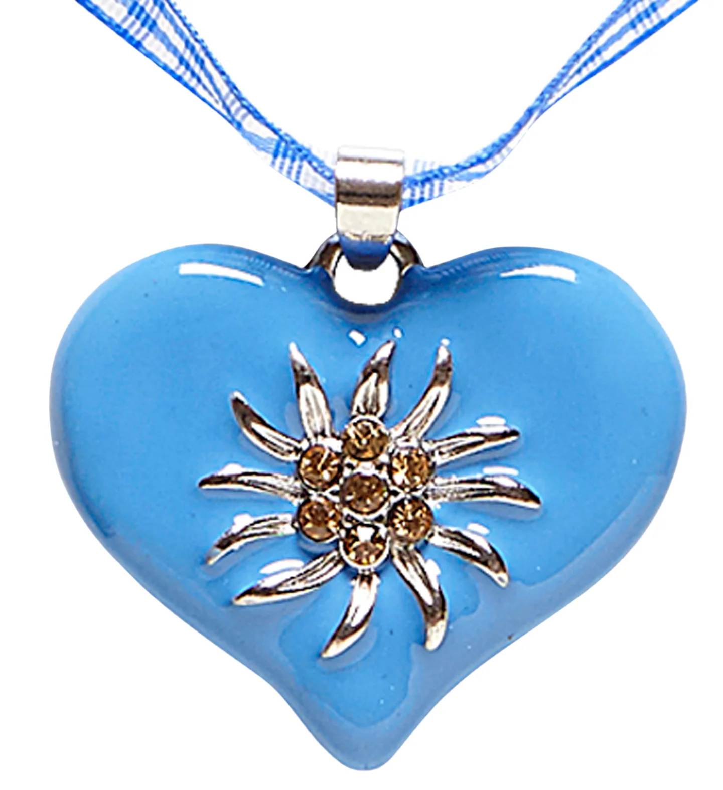 Halsketting met azuurblauw hart en edelweiss - Image 2
