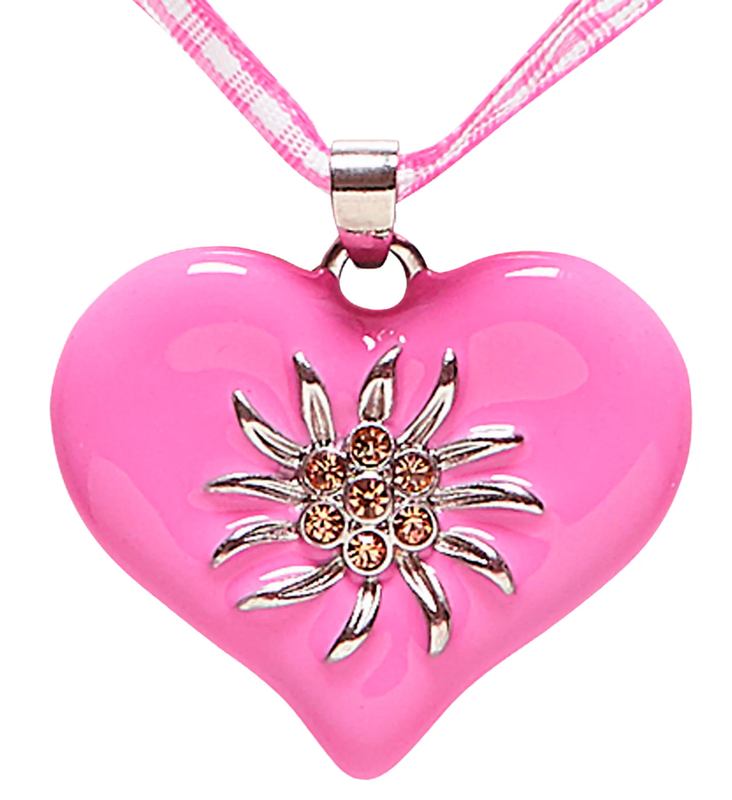 Halsketting met roze hart en edelweiss - Image 2