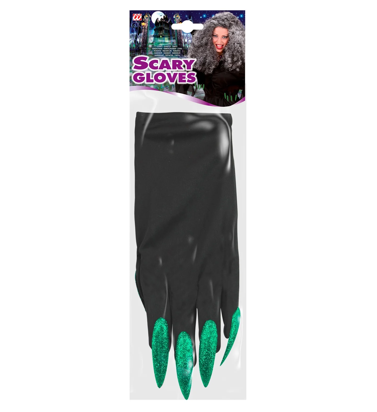 Heksen handschoenen zwart met groene nagels - Image 4