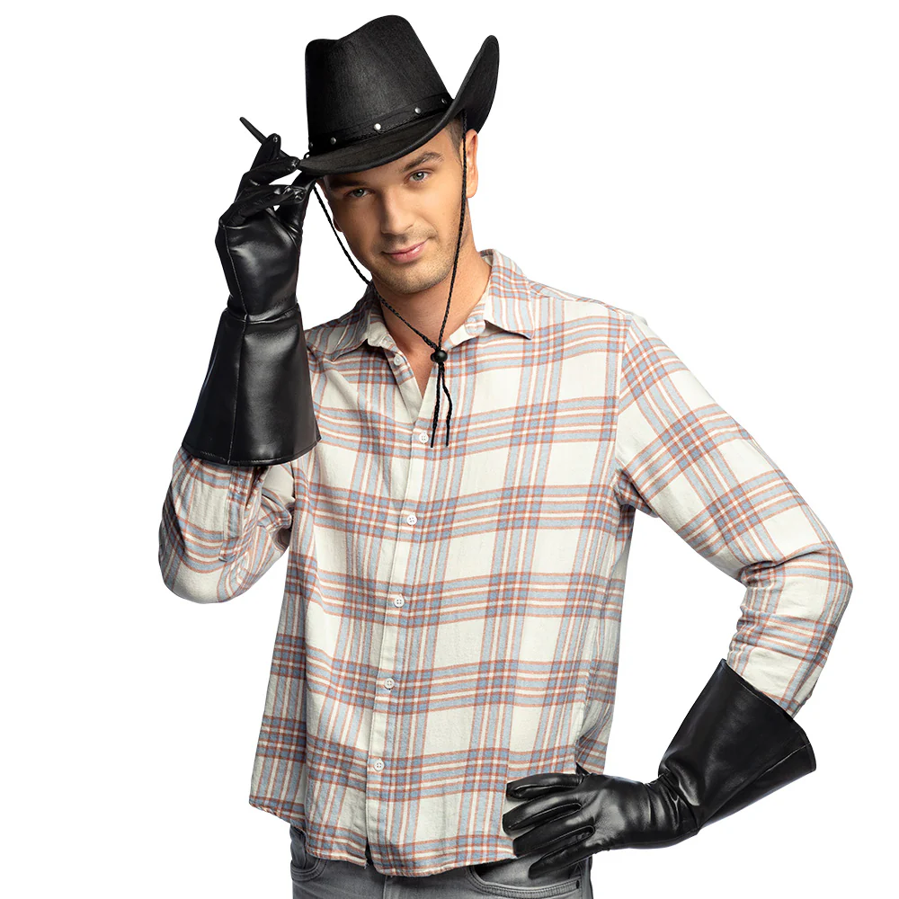 Cowboy handschoenen 'zwart leder' Western - Image 2