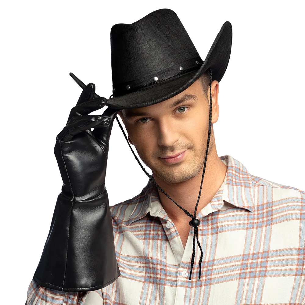 Cowboy handschoenen 'zwart leder' Western - Image 3