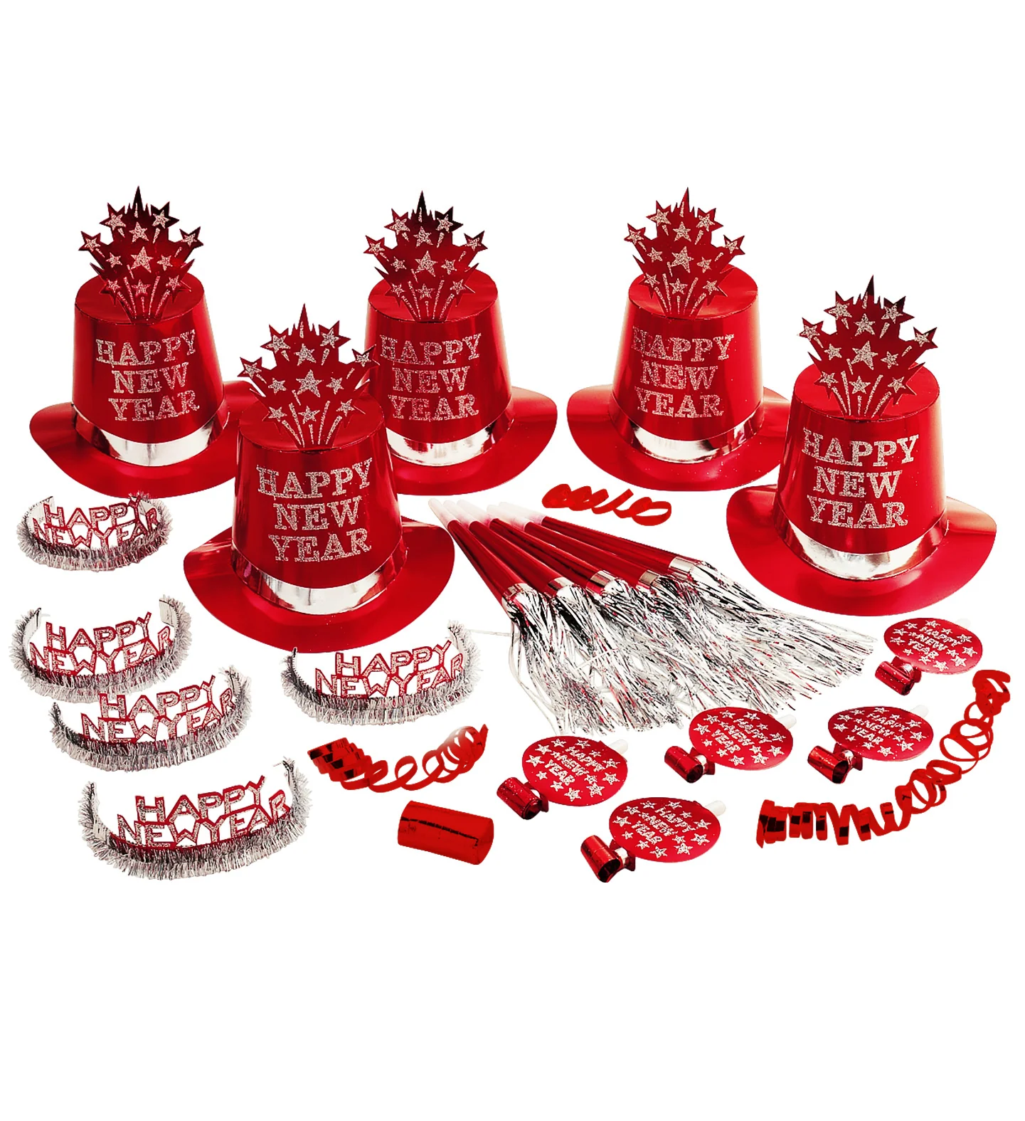 Nieuwjaar versier set rood Happy New Year - Image 2