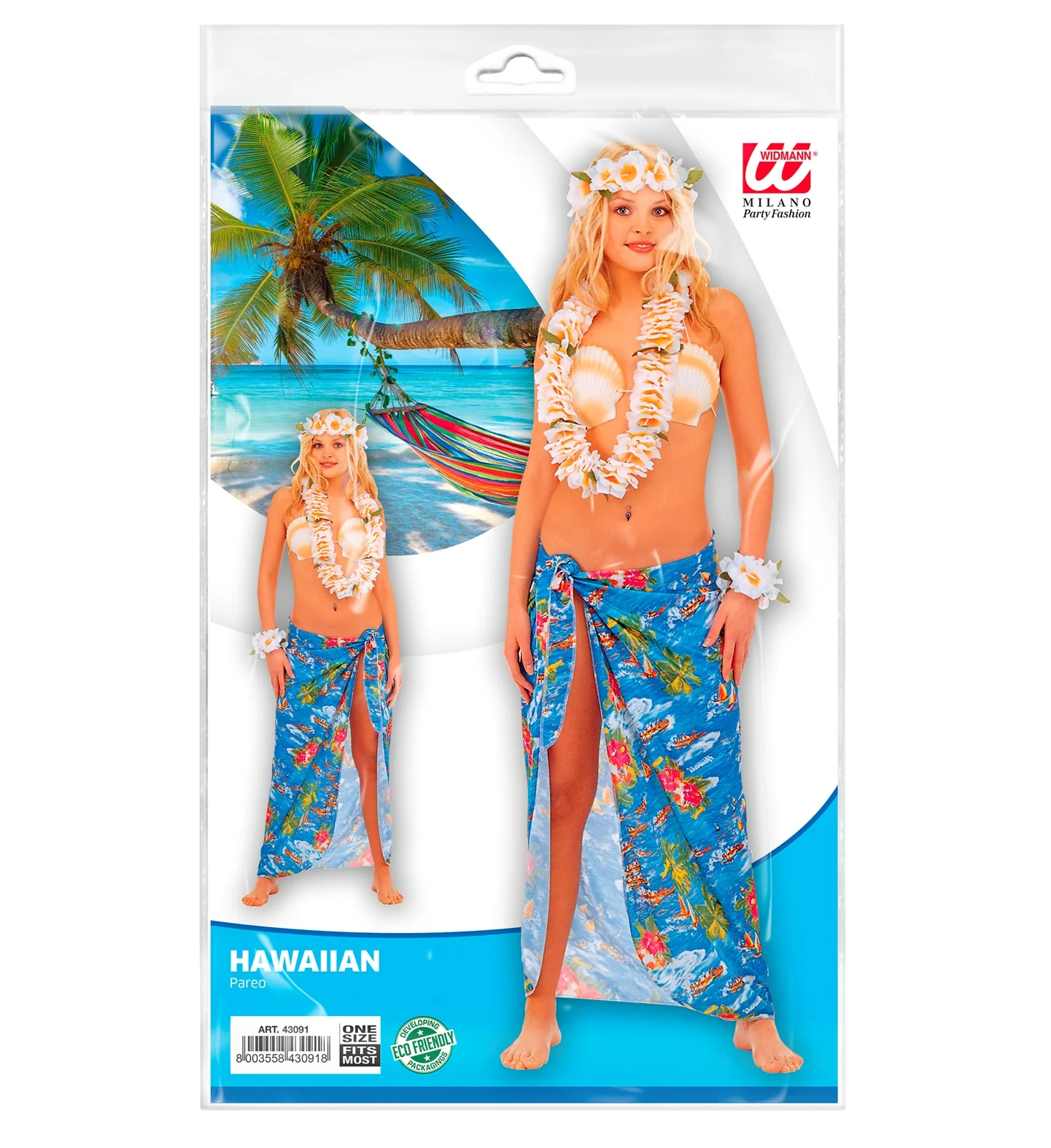 Hawaiiaanse pareo rok lichtblauw - Image 3
