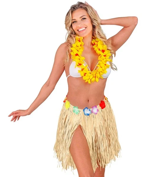 Hawaiirokje naturel met bloemenriem 40cm Luuk - Image 2