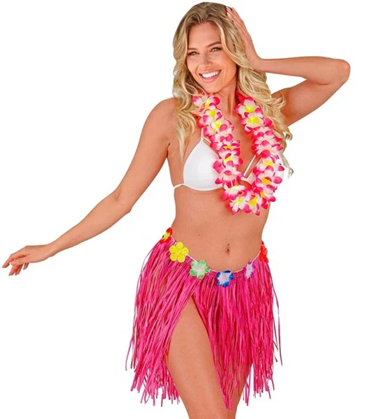 Hawaiirokje roze met bloemenriem 40cm Sophie - Image 3
