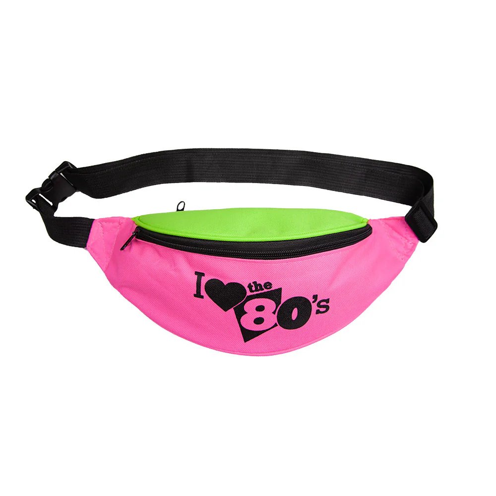 Heuptasje neon roze en groen jaren-80