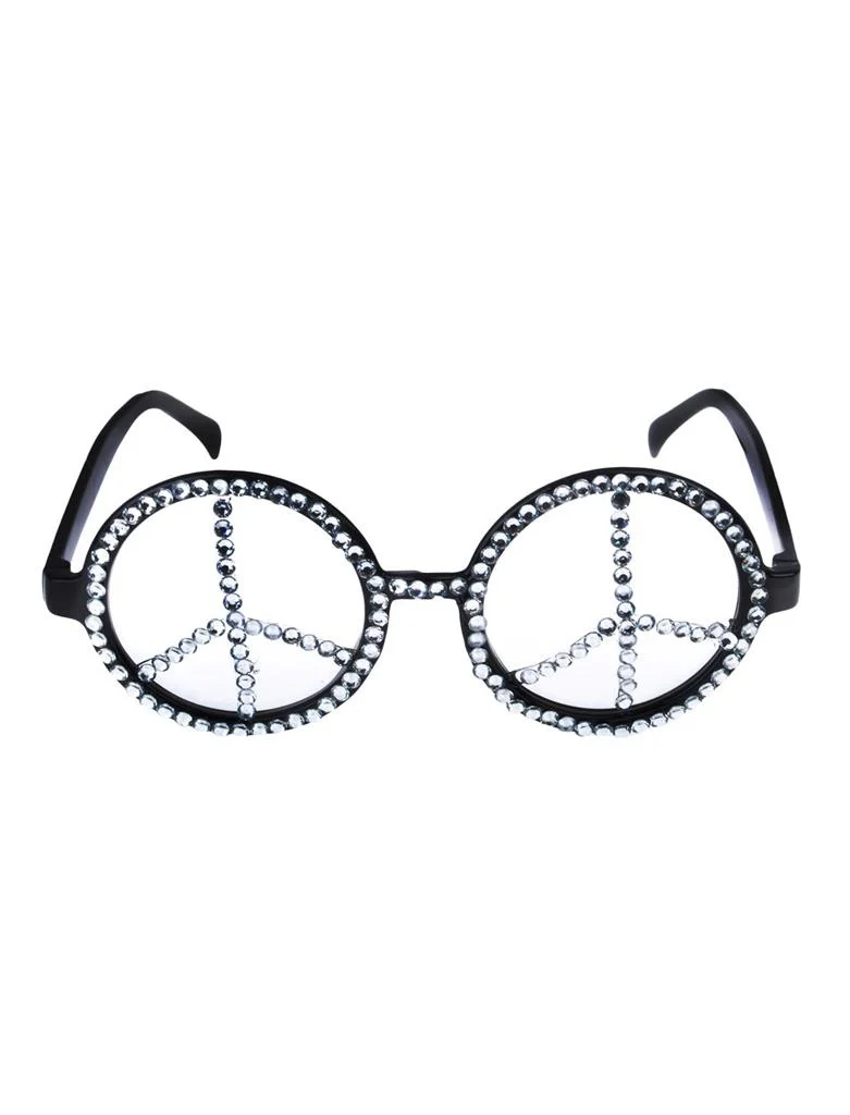 Hippie bril peace met glitter steentjes