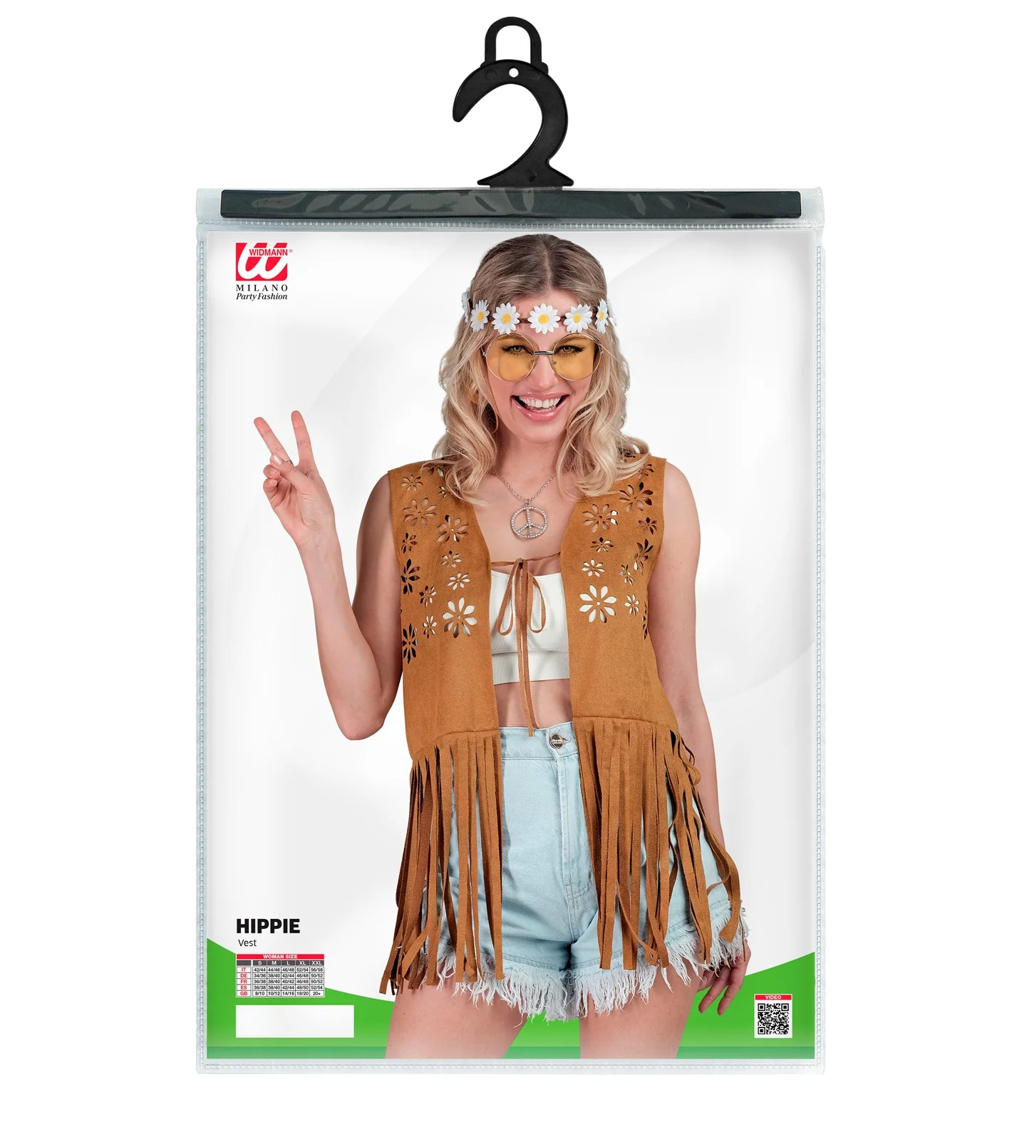 Hippie vest met franjes licht bruin - Image 3