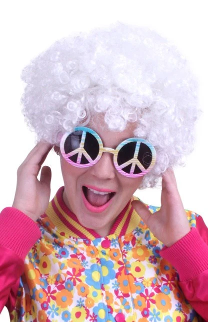 Hippie pruik wit