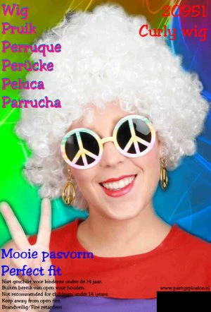 Hippie pruik wit - Image 2