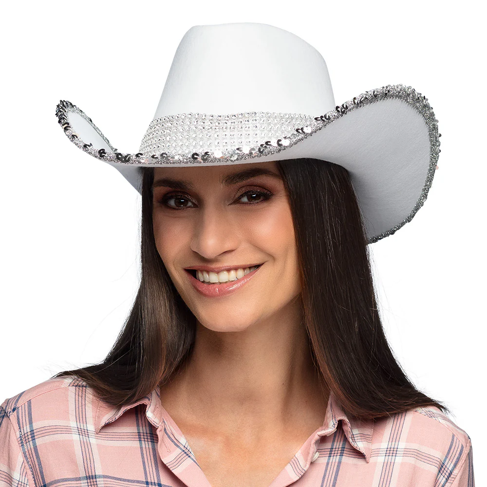 Witte cowboyhoed met glitters - Image 2