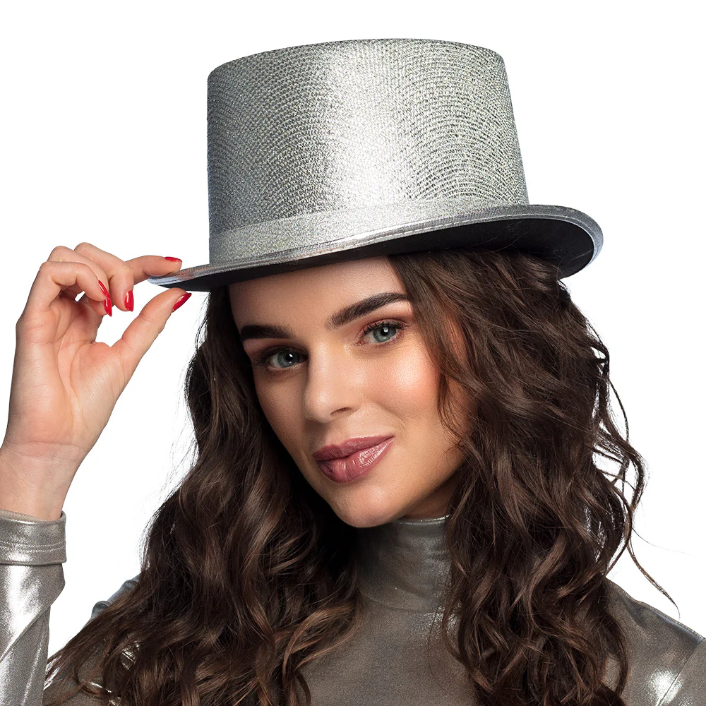 Zilveren hoge hoed lurex - Image 2