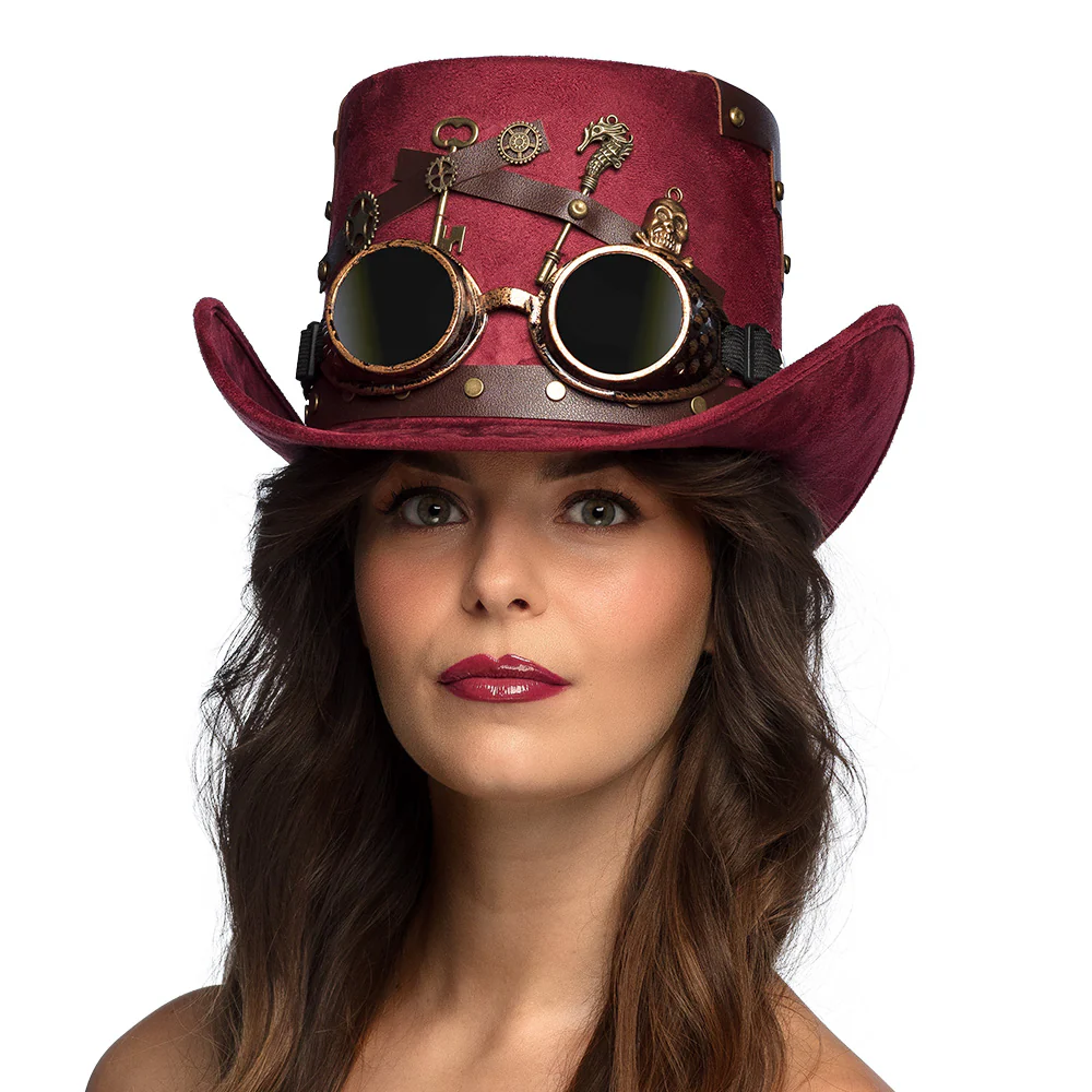 Steampunkhoed bordeaux luxe - Image 2